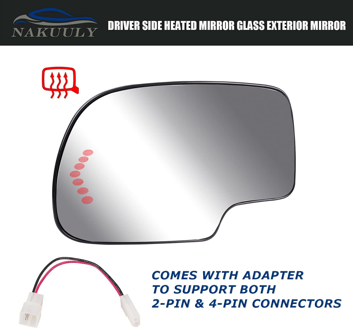Nakuuly Driver Side Heated Mirror Glass Compatible with 2003-2007 Chevy Silverado Suburban Tahoe GMC Sierra Yukon 1500 Cadillac