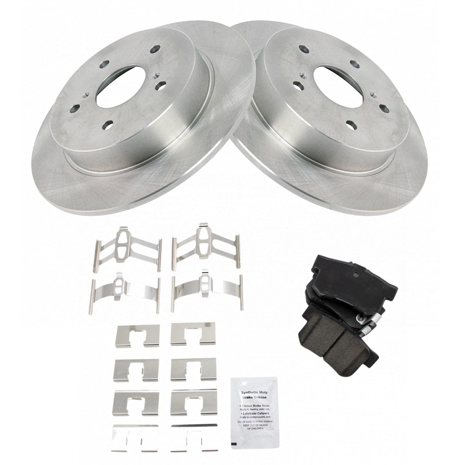 TRQ Rear Brake Pad & Rotor Kit Brake Pads Brake Rotor Ceramic Compatible with 2007-2013 Suzuki SX4