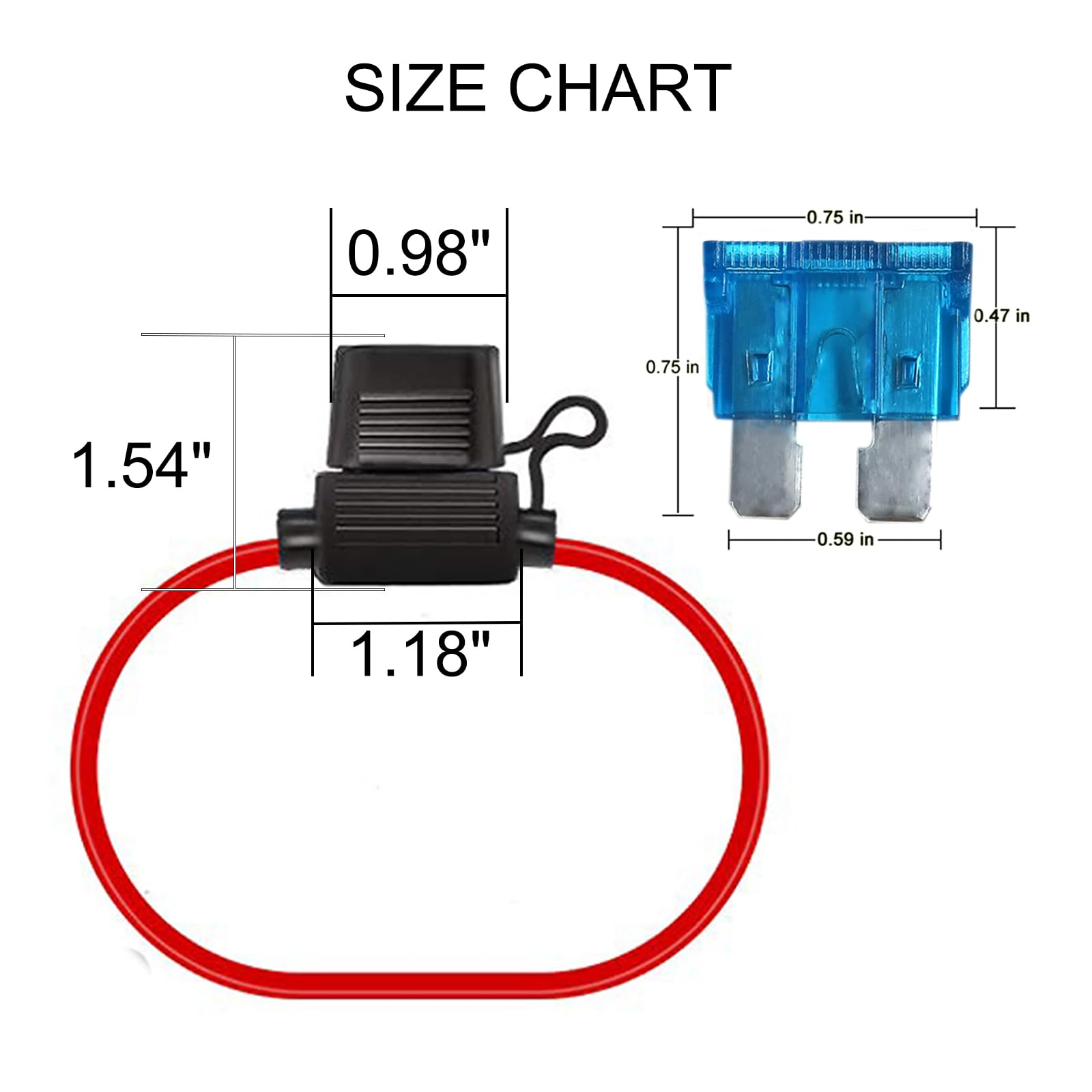 MuHize Inline Fuse Holders - Upgraded 16 Gauge Automotive ATC/ATO Standard Fuse Holder with 15 AMP Standard Blade Fuse (10 Pack)