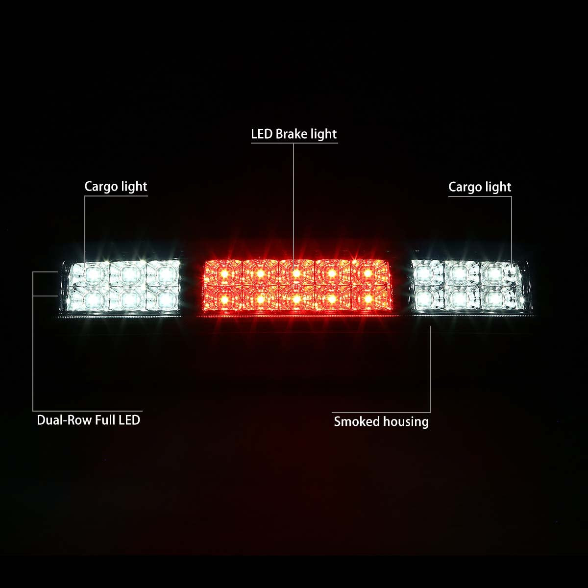 Dna Motoring 3Bl-F15004-Led-Sm Smoked Lens Led High Mount 3Rd Third Brake Light [Compatible With 07-10 Sport Trac / 04-08 F150 /