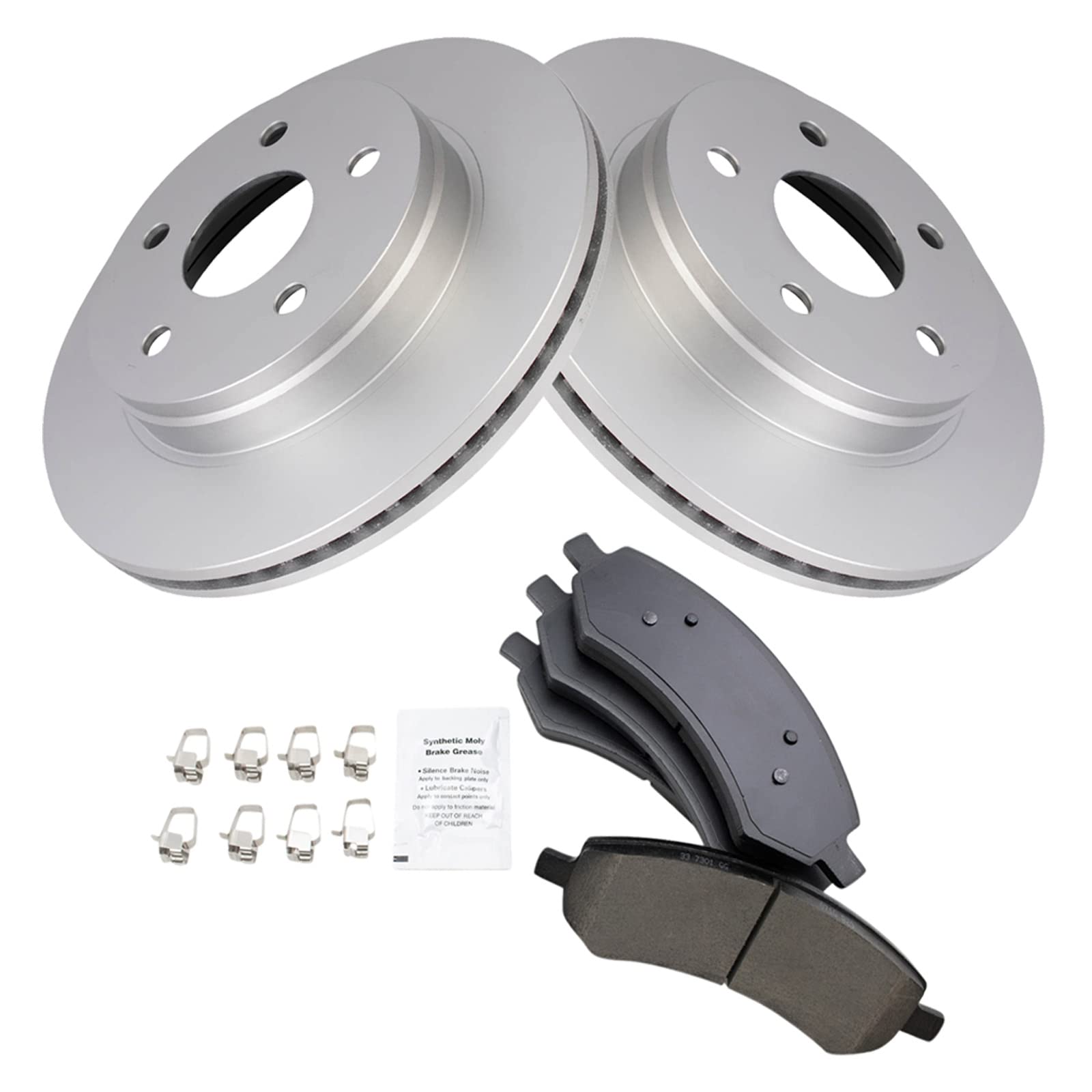 Trq Front Brake Pad & Rotor Kit Brake Pads Brake Rotor Ceramic Premium G-Coated Compatible With 2007-2009 Chrysler Aspen Dodge D