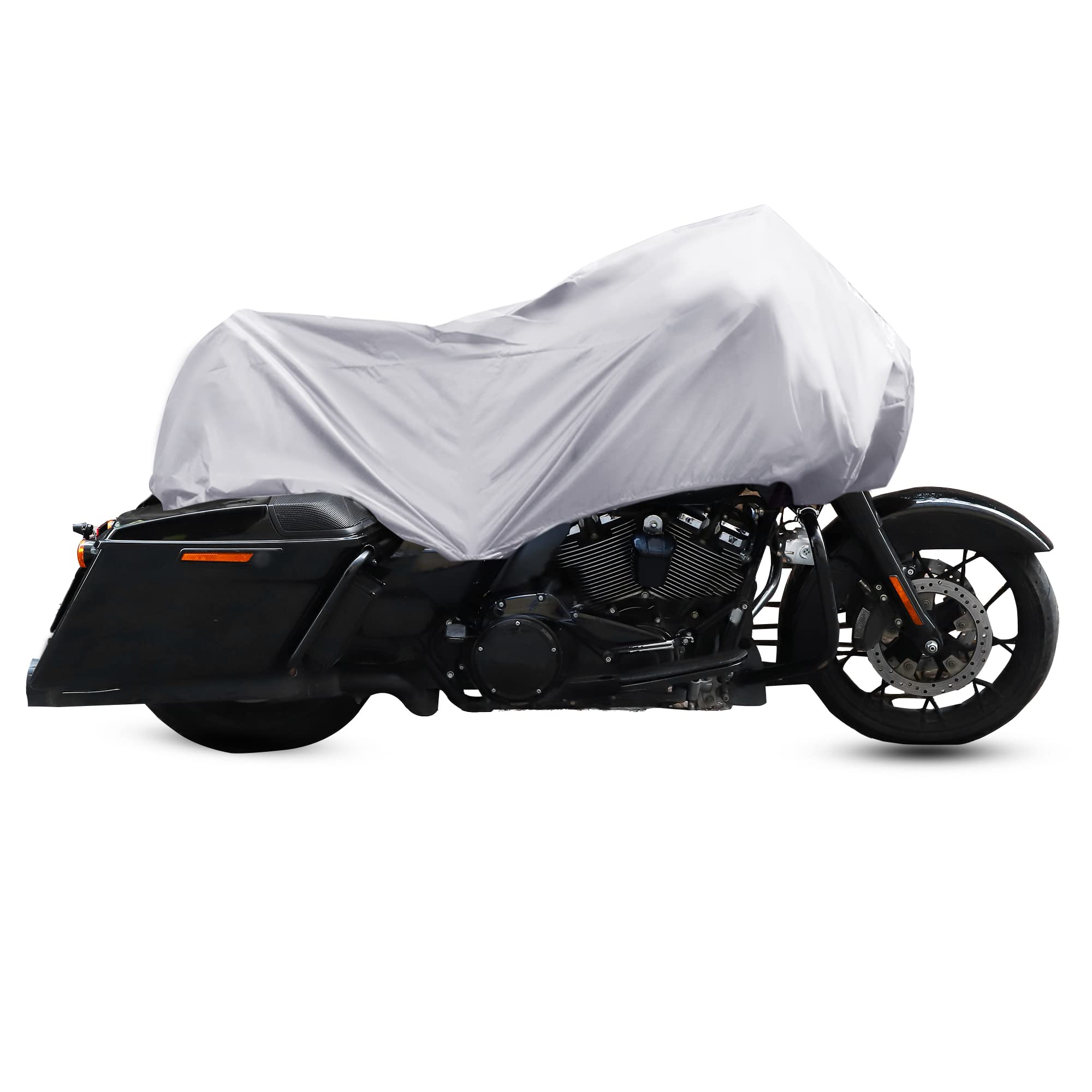 X Autohaux Motorcycle Cover Lightweight Half Cover Outdoor Waterproof Rain Dust Protector Silver Tone L Size For Most Full Dress