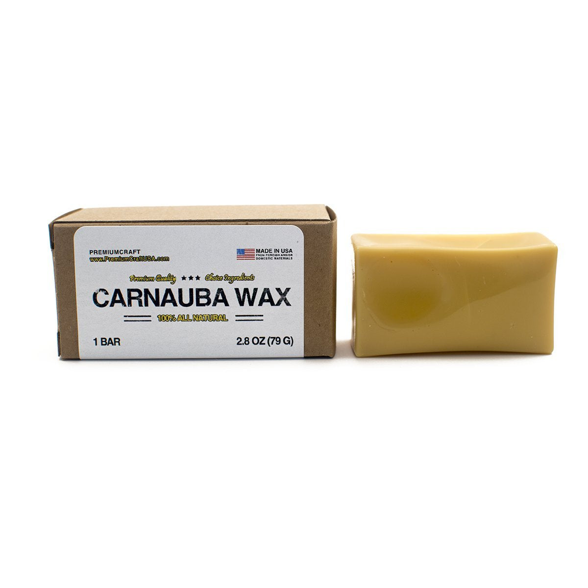 PremiumCraft Carnauba Wax Bar - 2.8 oz, Yellow, CD-AM-10, 100% Natural Wax for Superior Shine and Protection