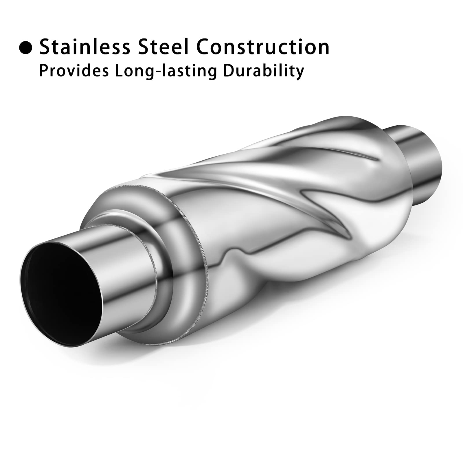 Peastorm 2.5 Inch Stainless Steel Glasspack Muffler Exhaust Pipe - Universal Performance Resonator for Trucks and Cars