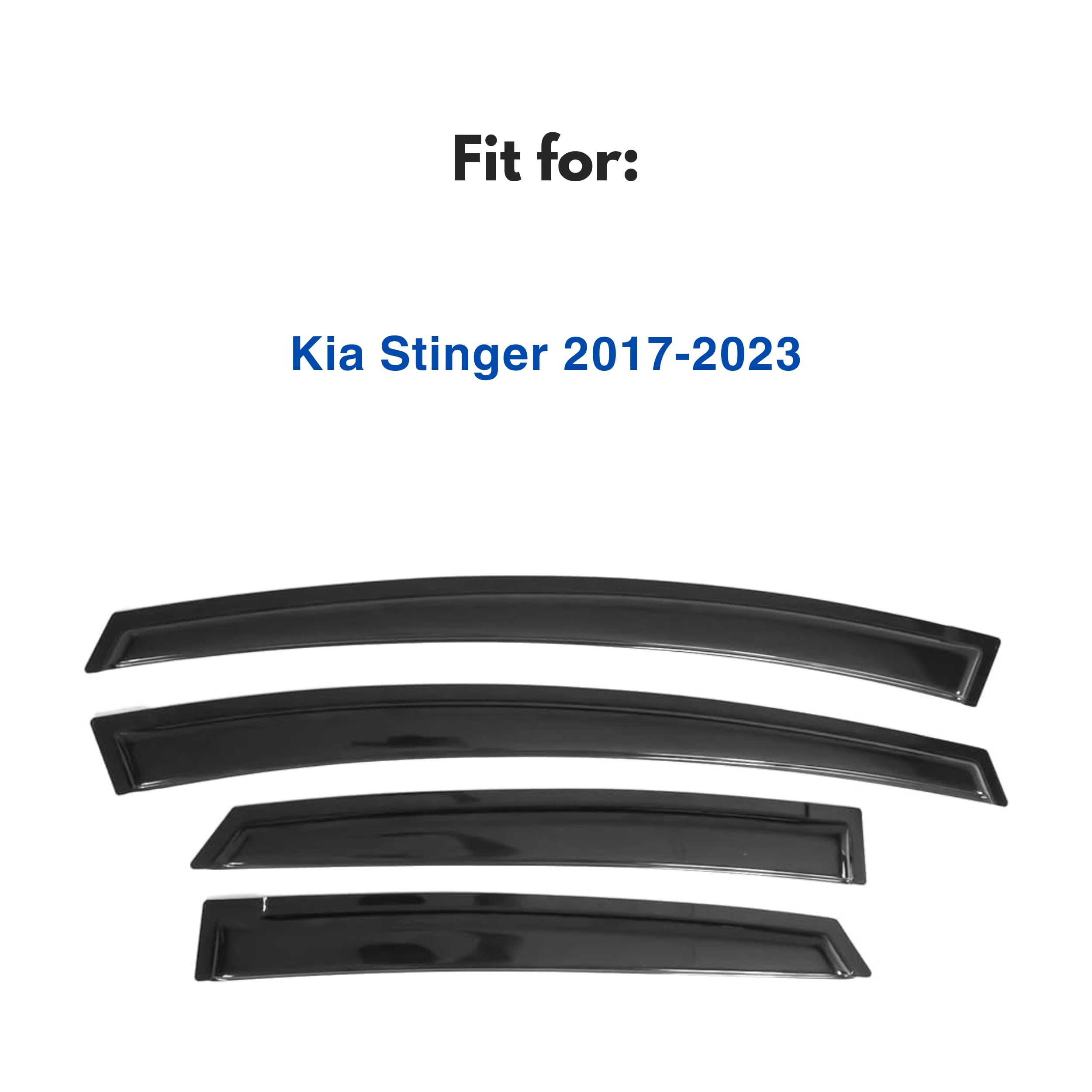 Ig Window Visor For Kia Stinger 2017-2023, Rain Guard Tape-On Extra Durable Sun Wind Side Vent Window Deflector, 2017 2018 2019