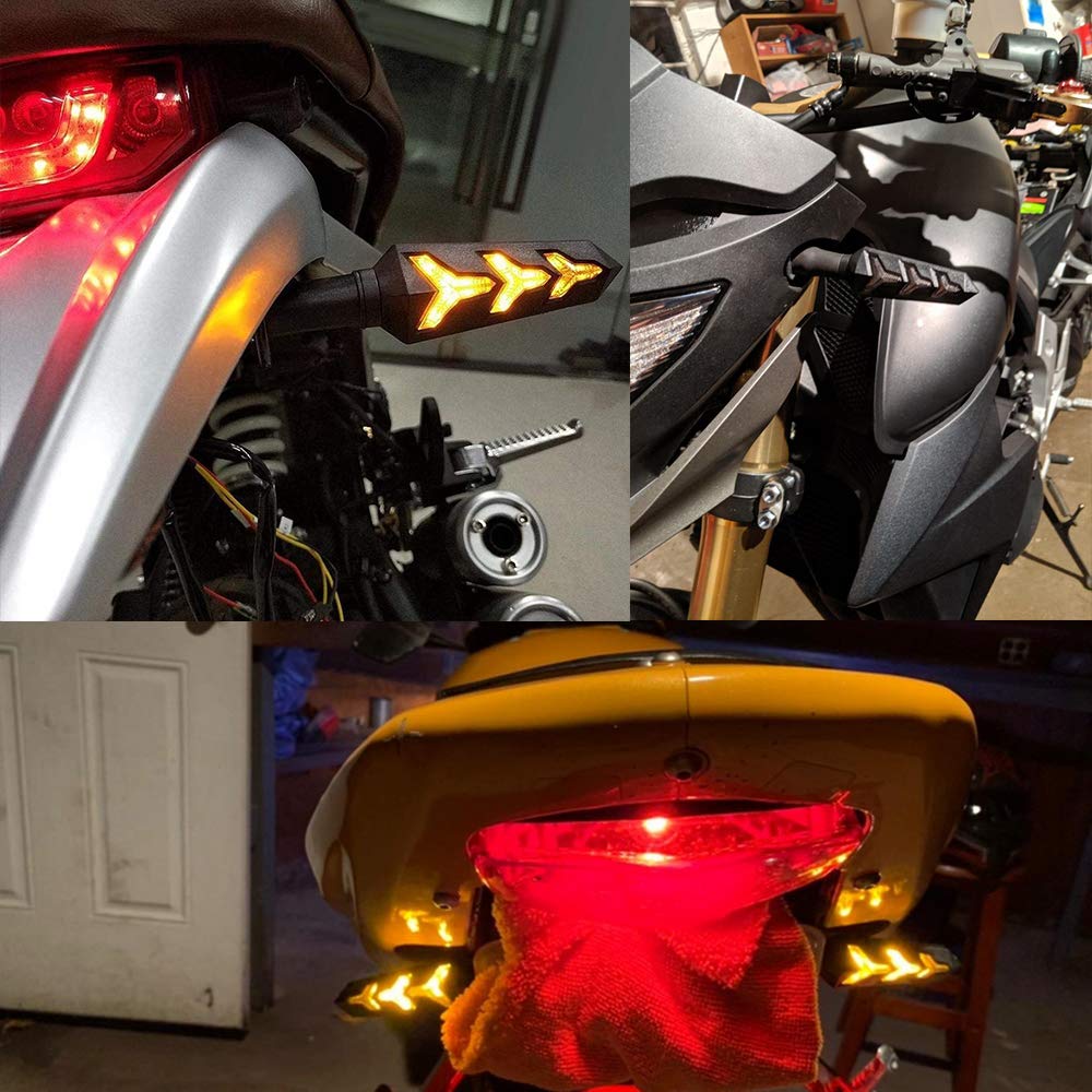Dophisall Auto 2-Pack Motorcycle Indicators Flowing Turn Signal Lights Y Shape Led Bulbs For Motorbike Scooter Off Road (Dc-12V)