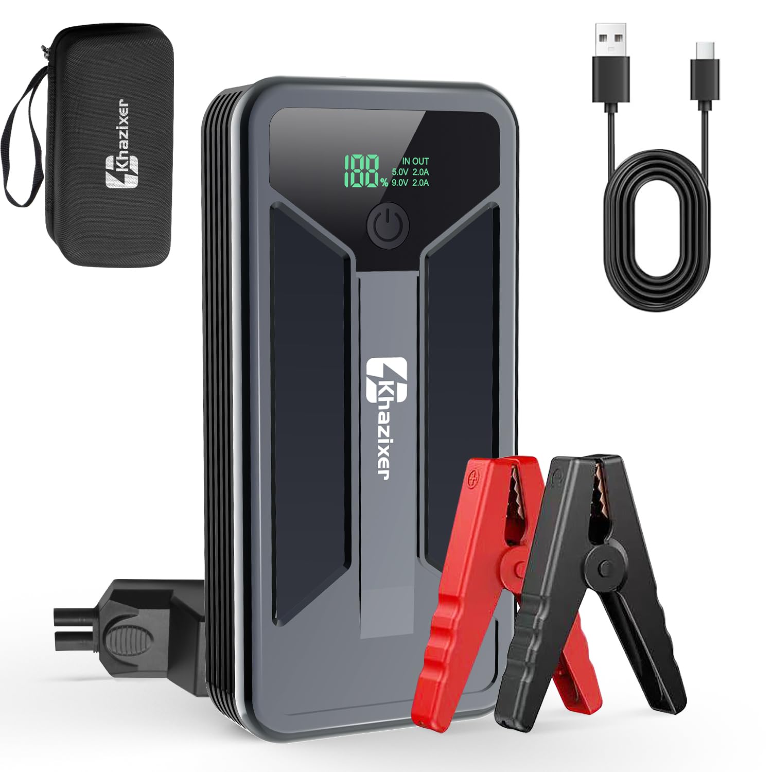 Khazixer Et02 Car Battery Jump Starter 4000A Peak, 12V Lithium Portable Jumper Starter For Up To 10.0L Gas And 8.0L Diesel Engin