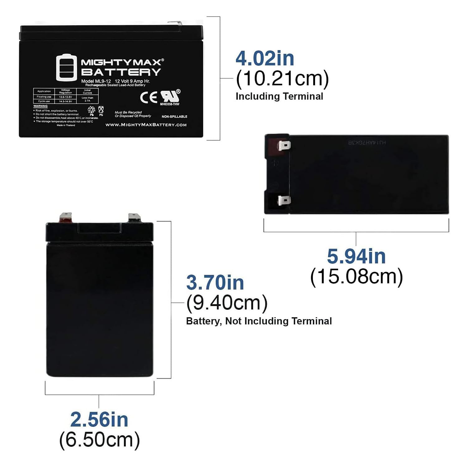 Mighty Max Battery 12V 9Ah Sla Battery For Razor Mx350 Mx400 Dirt Bike - 2 Pack