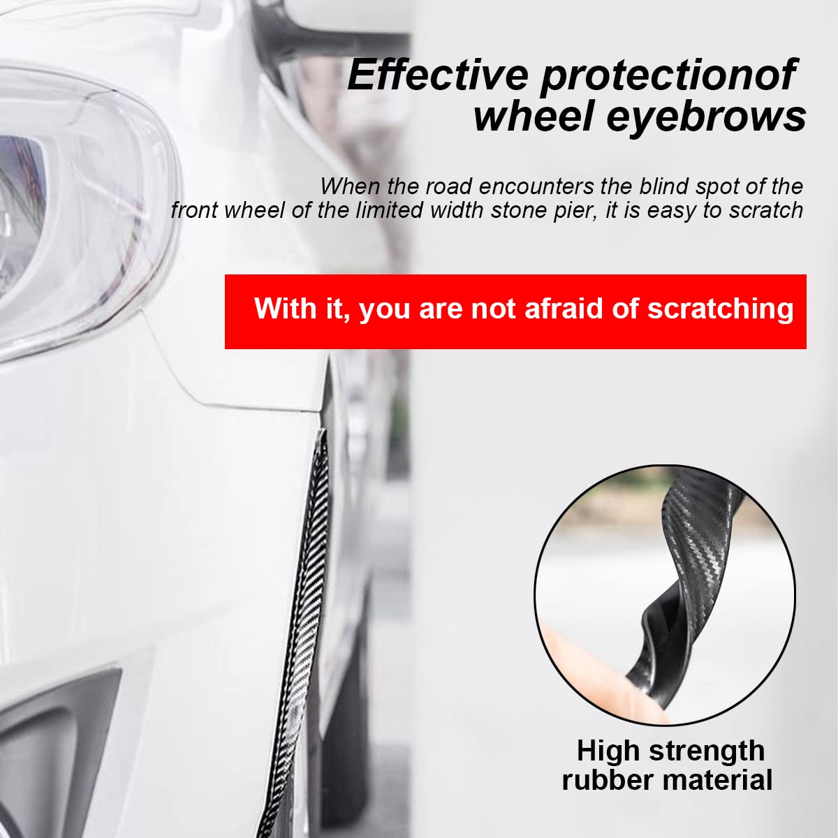 2Pcs Wheel Tires Eyebrow Strip, 3D Carbon Fiber Automotive Fender Flare Arch Lip Trim Strip, 13'' Anti Collision Wheel Mudguard