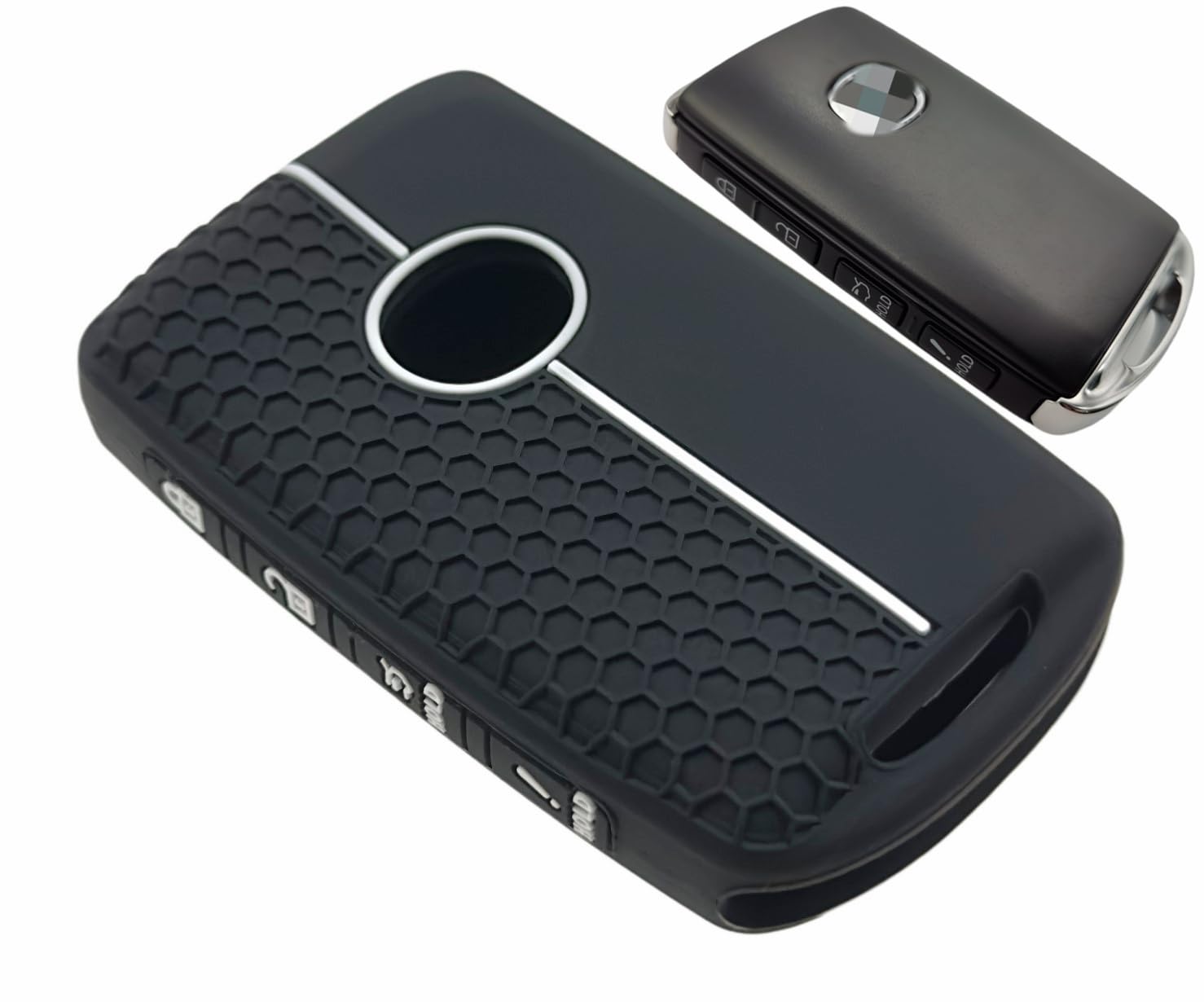 REPROTECTING Silicone Rubber Key Fob Cover Compatible with 2019-2025 Mazda 3 6 CX-30 CX-5 CX-9 CX-50 (2pcs Black+Key Chain, 4 Bu