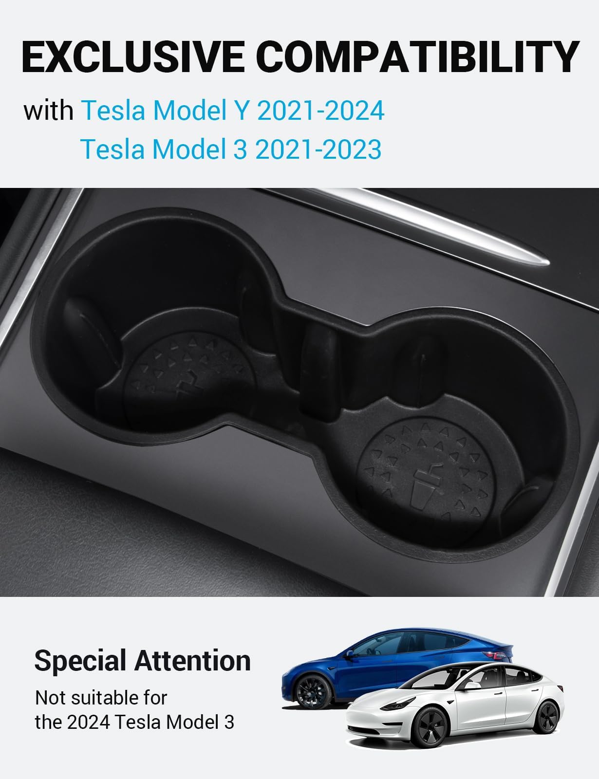 Motrobe 2023 2022 2021 Tesla Model Y Model 3 Center Console Cup Holder Insert Only Fit New Console