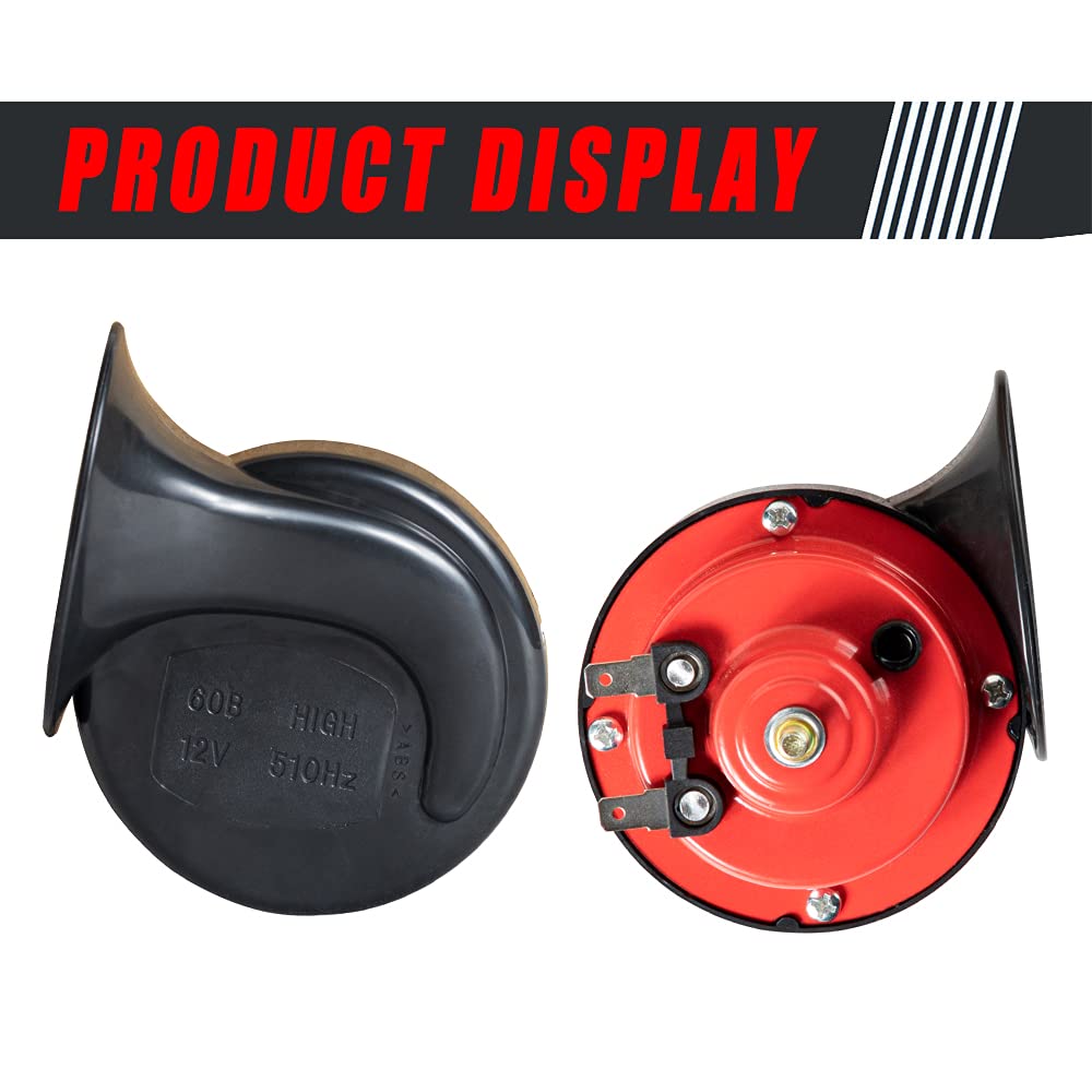 Boine 12V Universal UTV Horn Kit with Blue Rocker Switch, Compatible with Polaris Ranger RZR, Can Am Maverick, Kawasaki - Black