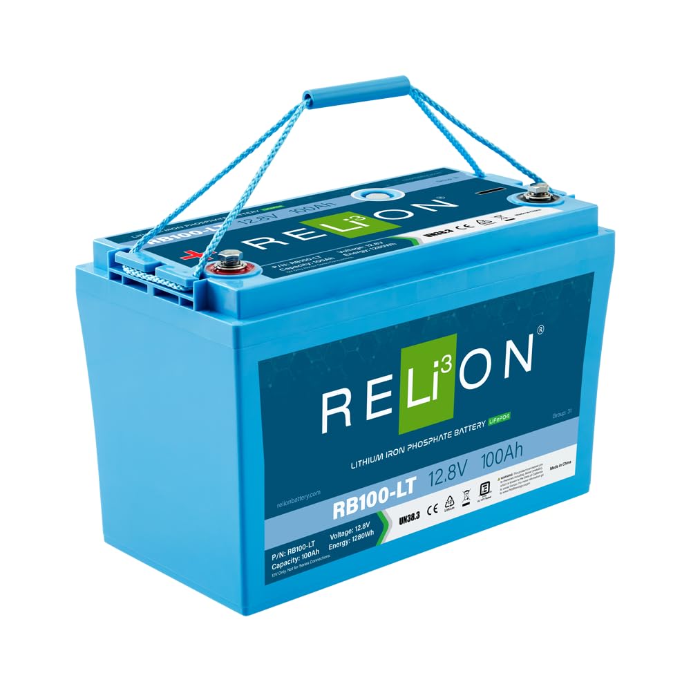 Relion Rb100-Lt | 12V 100Ah | Low Temperature Charging | Lifepo4 Lithium-Ion Battery | Group 31 | 3500~5000 Cycles | 10 Year Warranty | Perfect For Rv, Off Grid, Overland, Marine