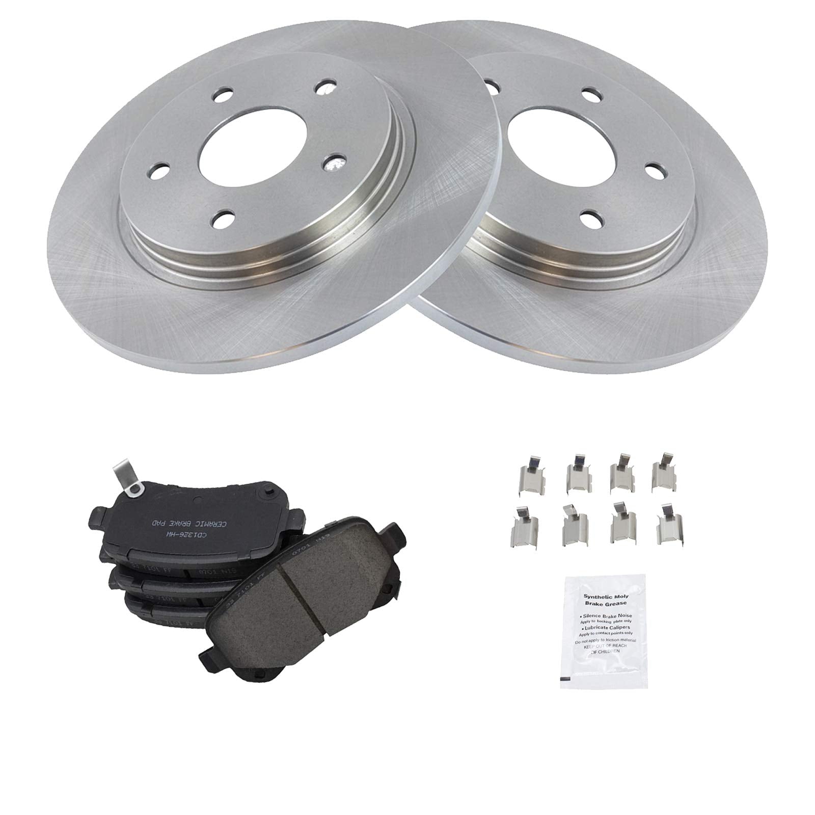 Trq Rear Brake Pad & Rotor Kit Brake Pads Brake Rotor Ceramic Compatible With 2008-2012 Chrysler Town & Country Dodge Grand Cara