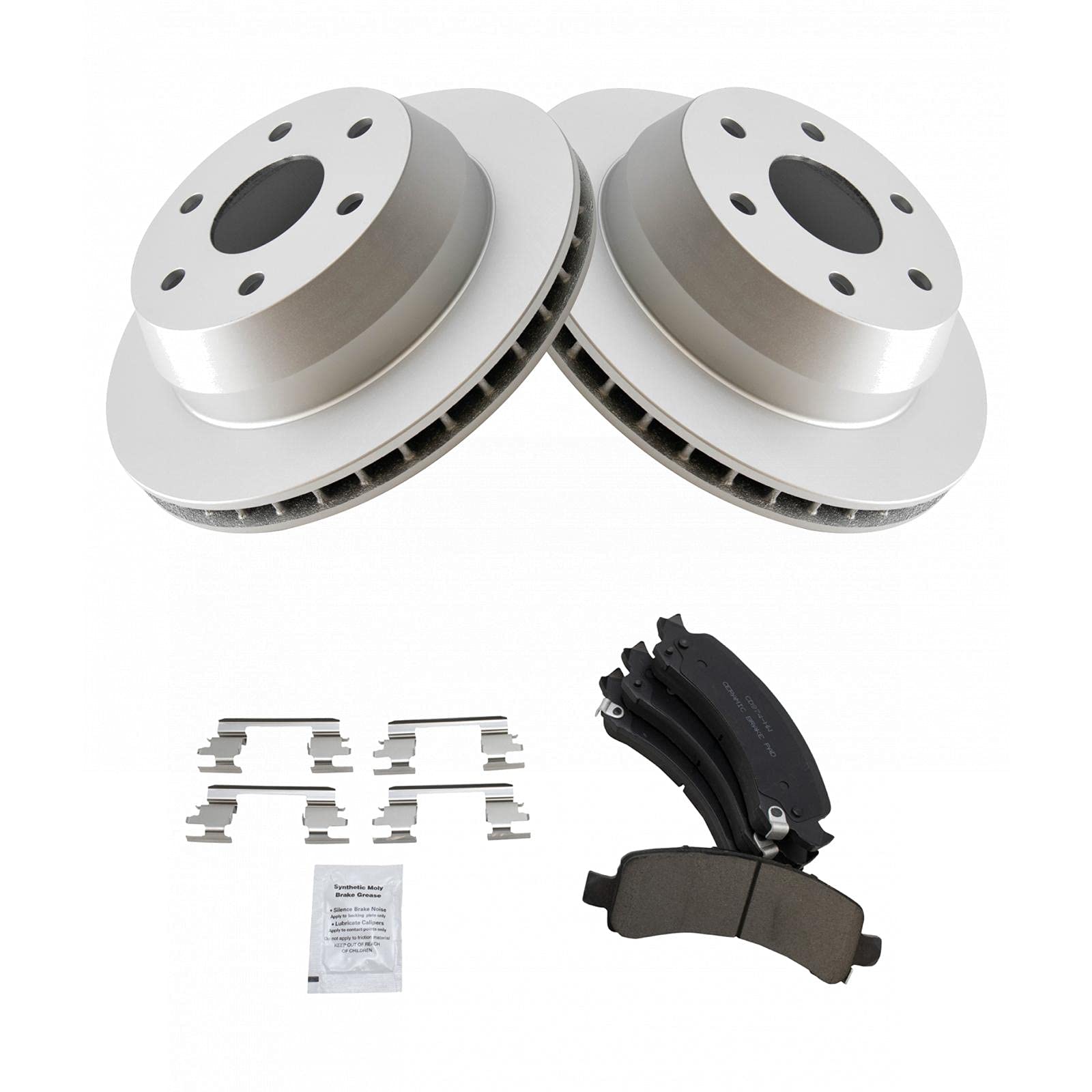 Trq Rear Ceramic Brake Pads & G-Coated Rotor Kit For Cadillac Chevy Gmc New