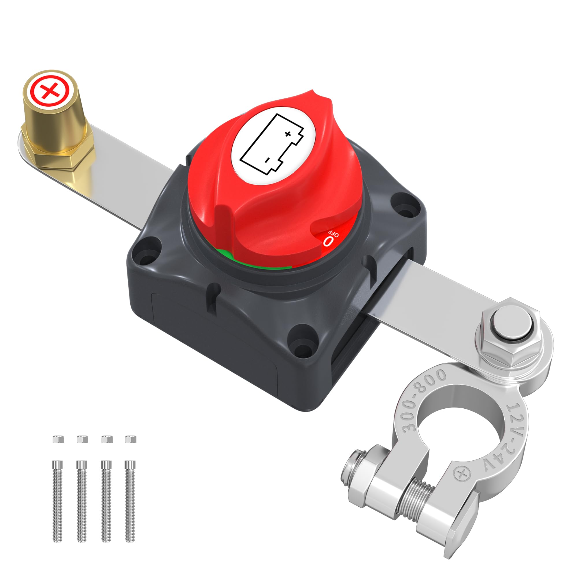 Joinfworld Battery Disconnect Switch 12V 48V Waterproof Marine Top Post Battery Disconnect Switch 12 Volt Battery Cut Off Switch