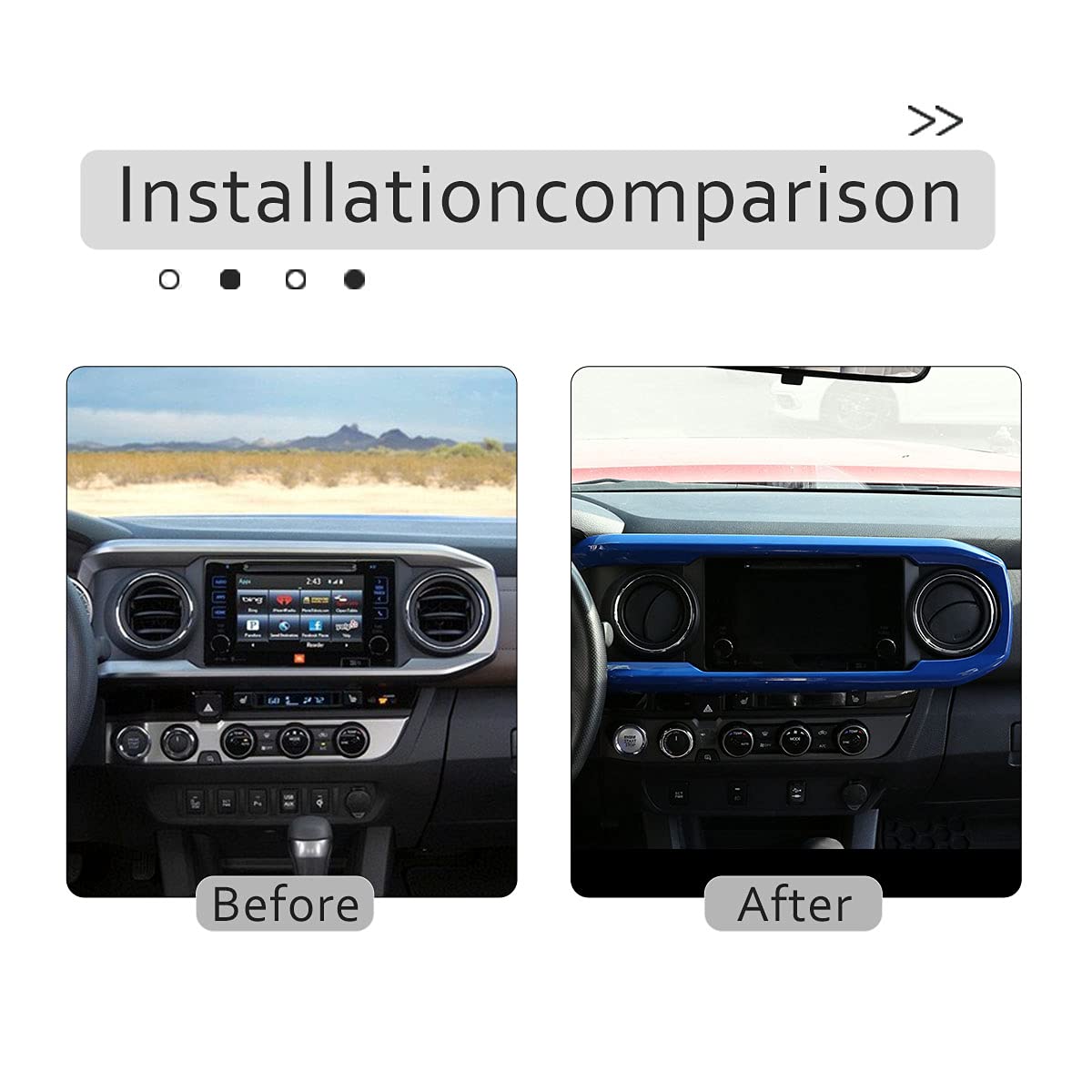 Car Abs Inner Look Central Console Dashboard Panel Cover Trim Fit For Toyota Tacoma 2016 2017 2018 2019 2020 2021 2022 2023 Console Dashboard Decorative Border Frame (Blue)