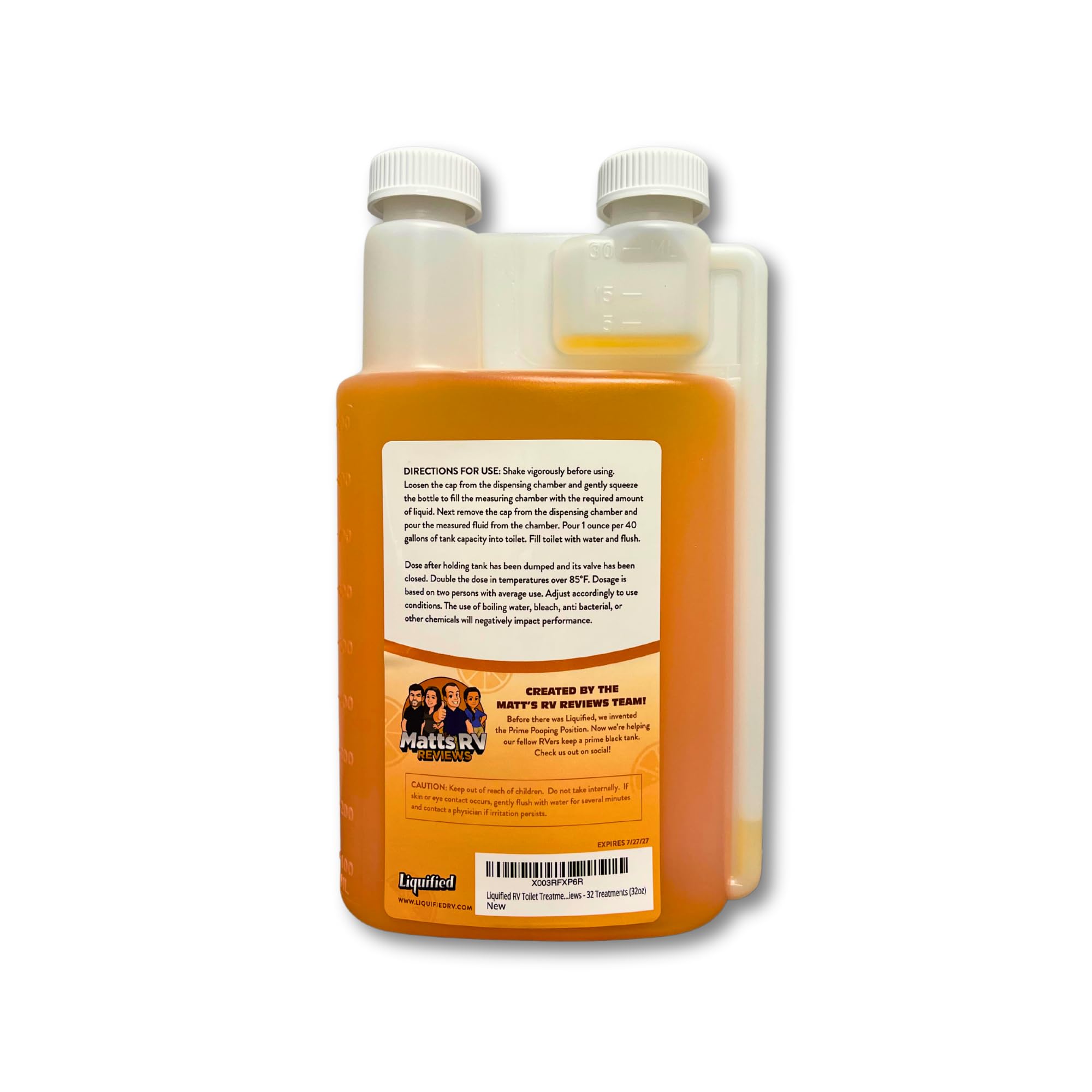 Liquified RV Toilet Treatment - Black Tank Digester - Orange Scent - 32oz - 32 Treatments - Model LRVTT16OZ