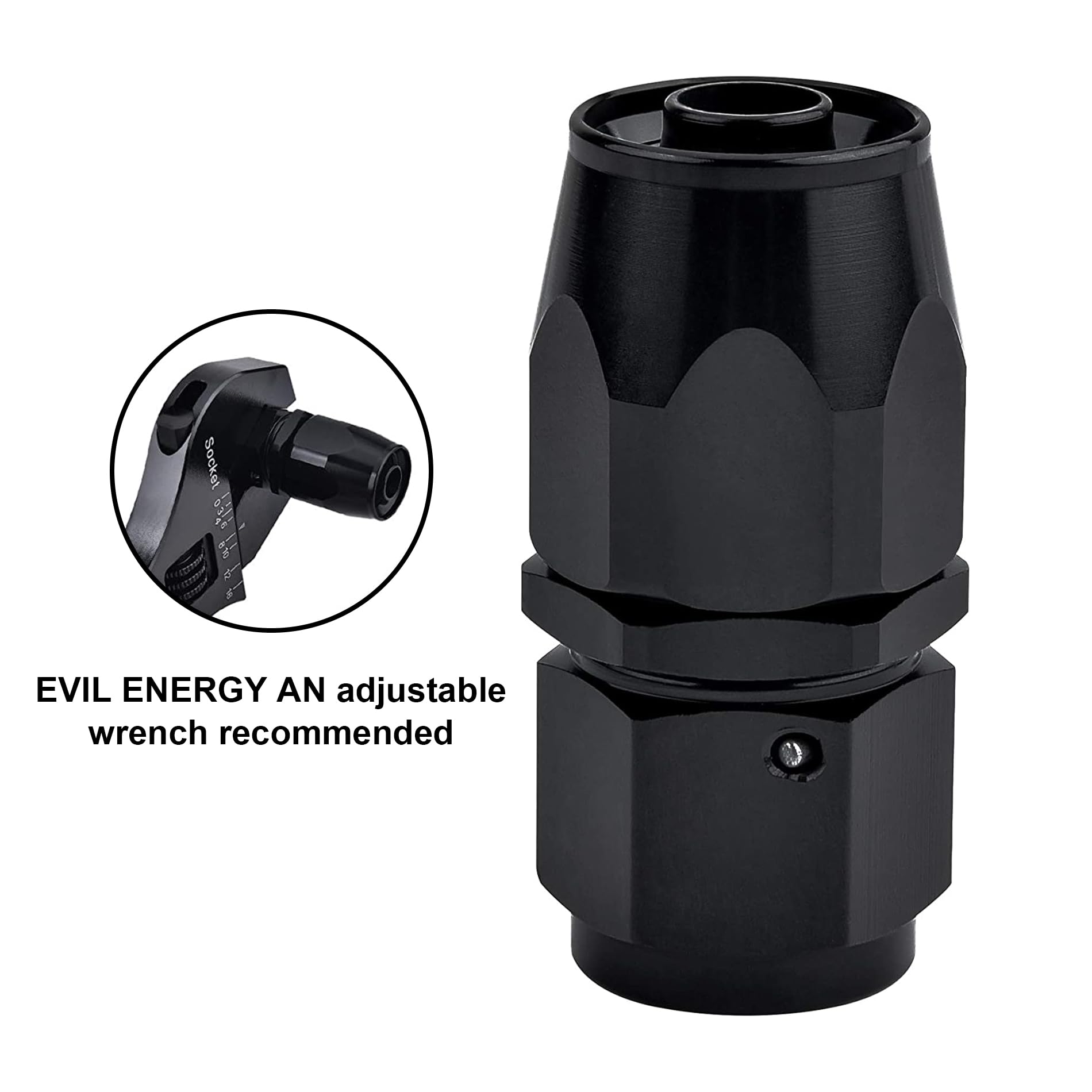 Evil Energy 4An Hose End Fitting Straight Swivel For Cpe Braided Hose Black 2Pcs