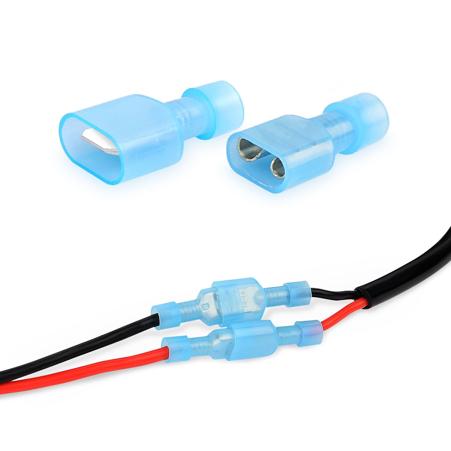Nilight 200PCS Fully Insulated Wire Crimp Terminal Connectors - 16-14 Gauge, Nylon, Model GO-05, Spade Terminal