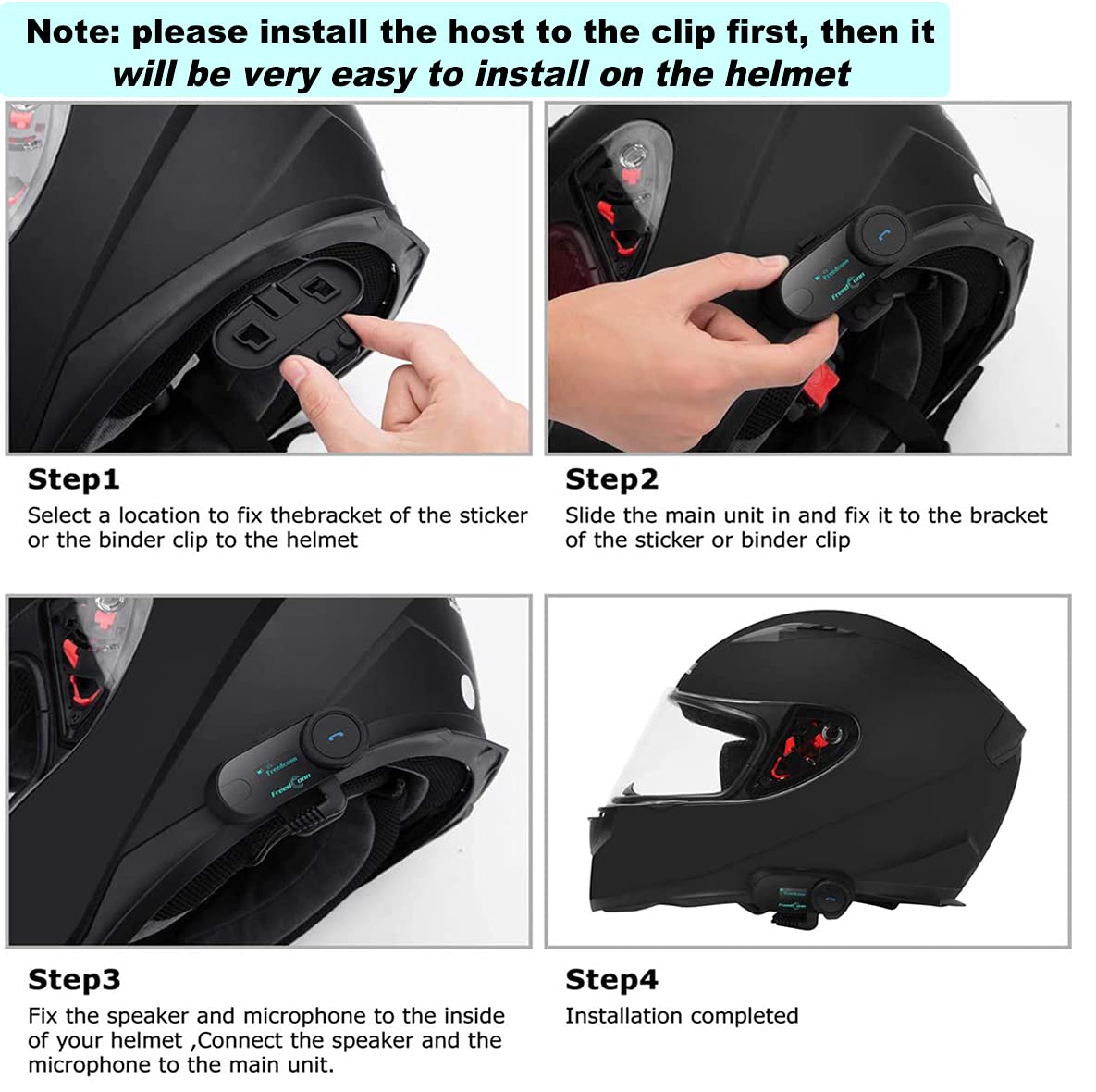 Freedconn Motorcycle Bluetooth Headset, 800M 2-Way Interphone Bluetooth Motorcycle Headset Tcom-Sc, Waterproof Intercom,Helmet C