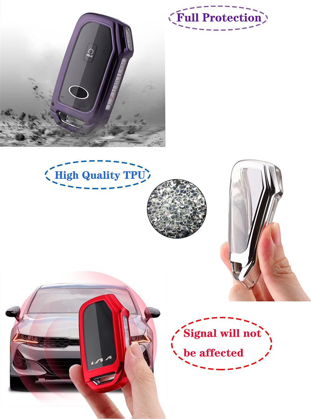 Horande Soft Tpu Protector Key Fob Cover Case Fit For 2020 2021 2022 Kia Telluride K5 Ceed Cerato Forte Niro Seltos Sx Turbo Sor