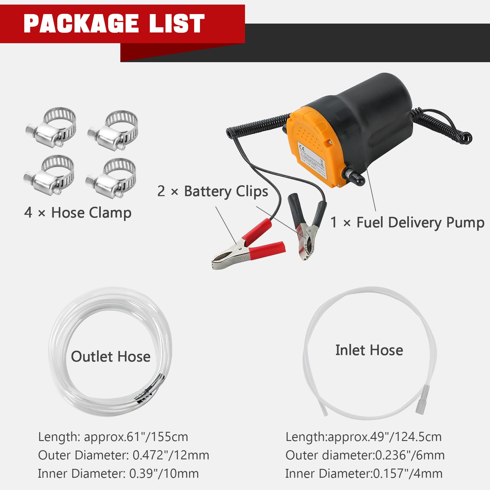 DASBET 12V 60W Oil Change Pump Extractor, Oil/Diesel Fluid Pump Extractor Scavenge Suction Oil Change Pump Transfer Oil Removal
