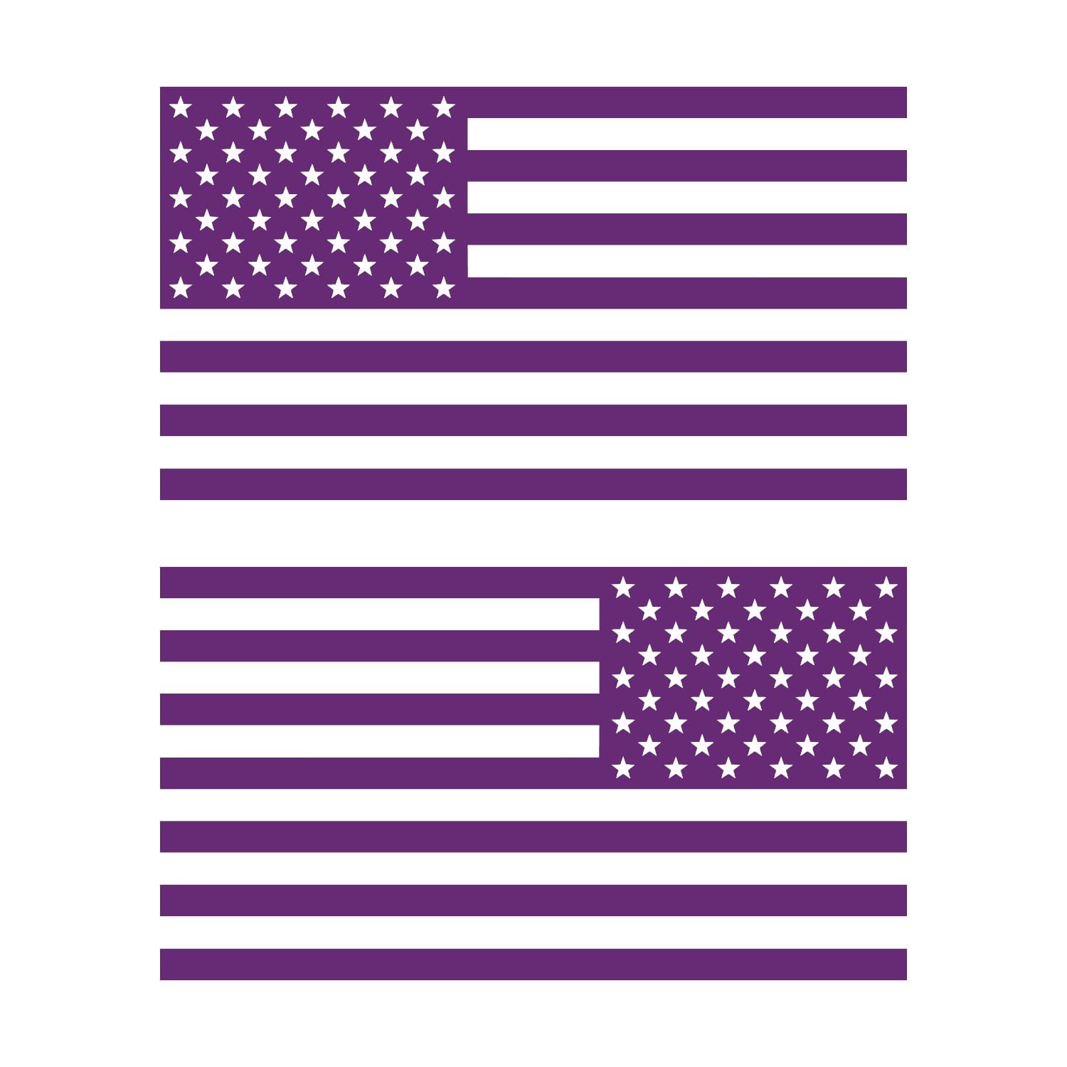 American Us Flag [Pick Color/Size] Vinyl Decal Sticker For Laptop/Car/Truck/Window/Bumper (7.5In Subdued Pair, Matte Purple)