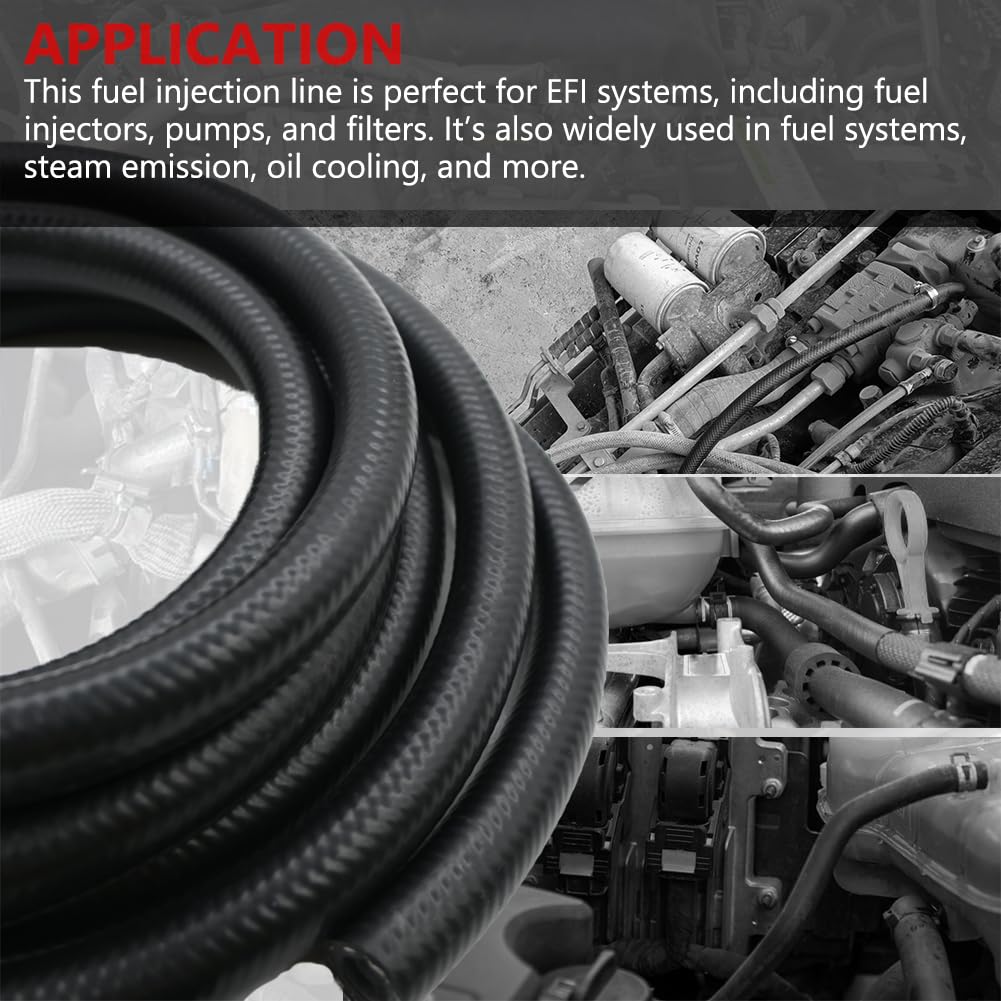 Byredio 5/16 Fuel Line - Nbr Transmission Cooler 300Psi High-Pressure Injection Hose For Gas, Diesel, Biodiesel Fuel, Engine Oil, Hydraulic 10 Feet (8Mm Id)