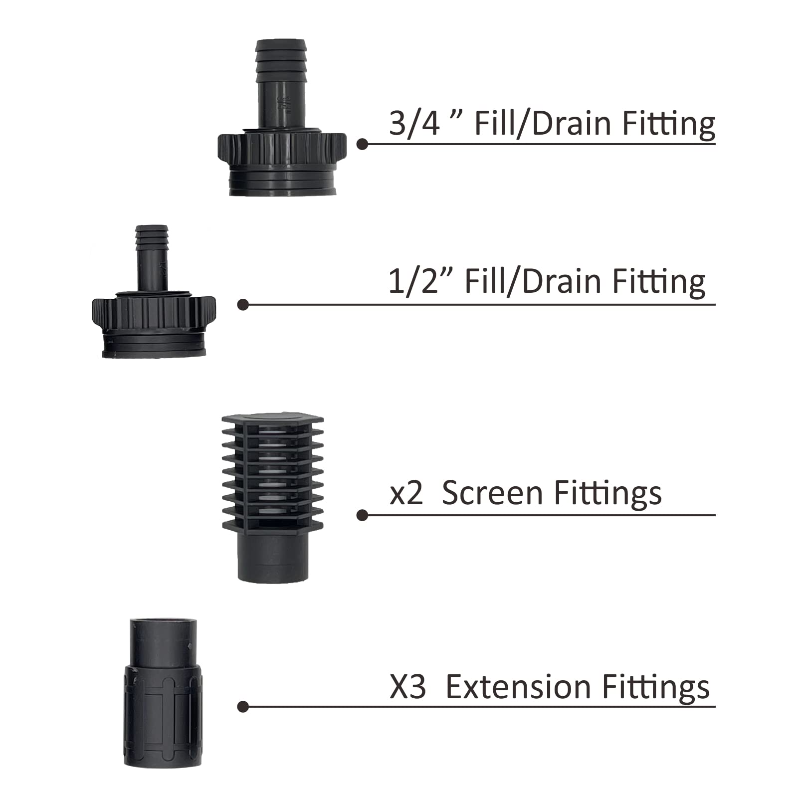 Toolazy Ebb & Flow Fitting Kit - Complete Hydroponics System with 2 Extensions, Plastic Material, Ideal for Tidal Irrigation & Flood Drain