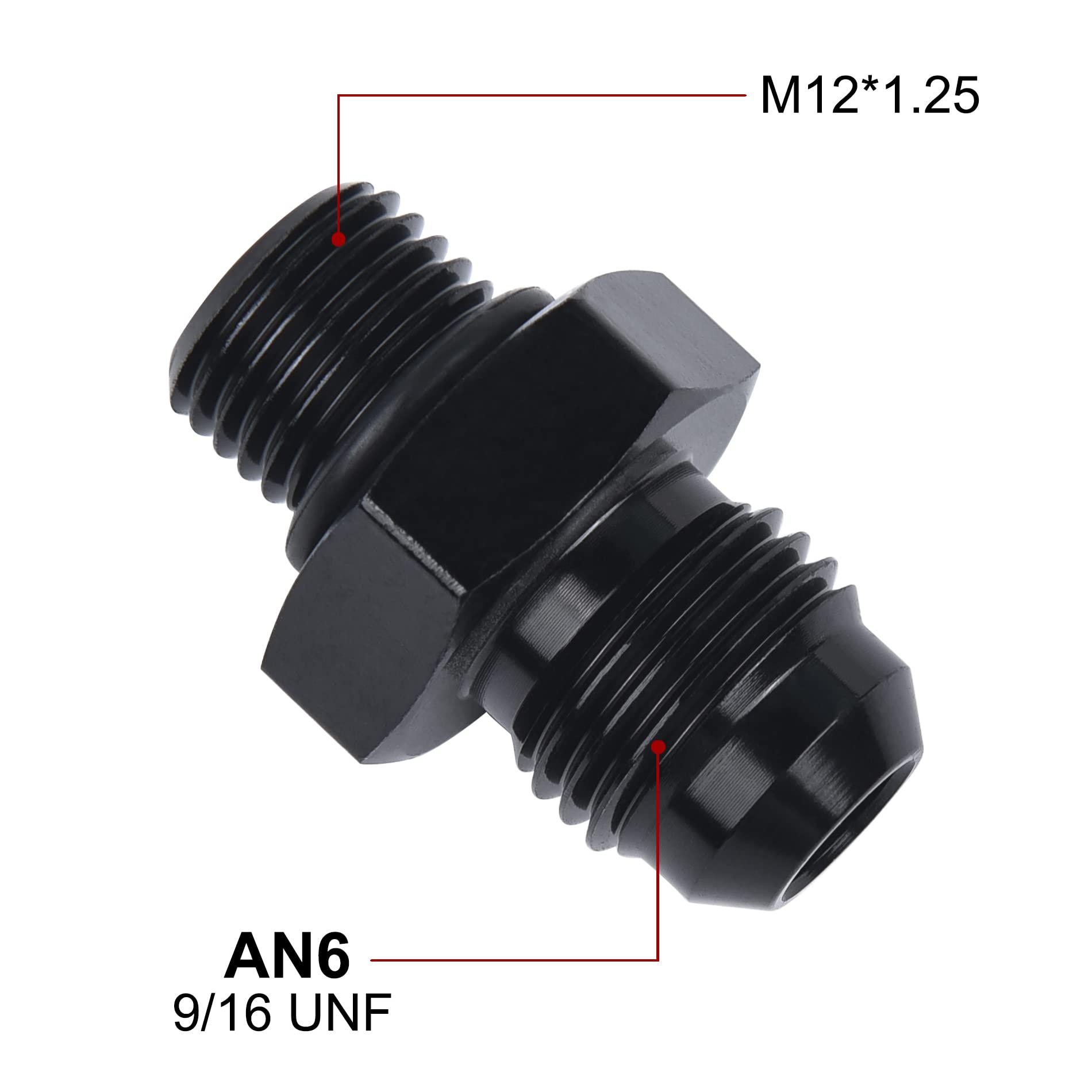 Evil Energy 6An Male Flare To M12 X 1.25Mm Male Metric Fitting Adapter Aluminium Alloy 2Pcs