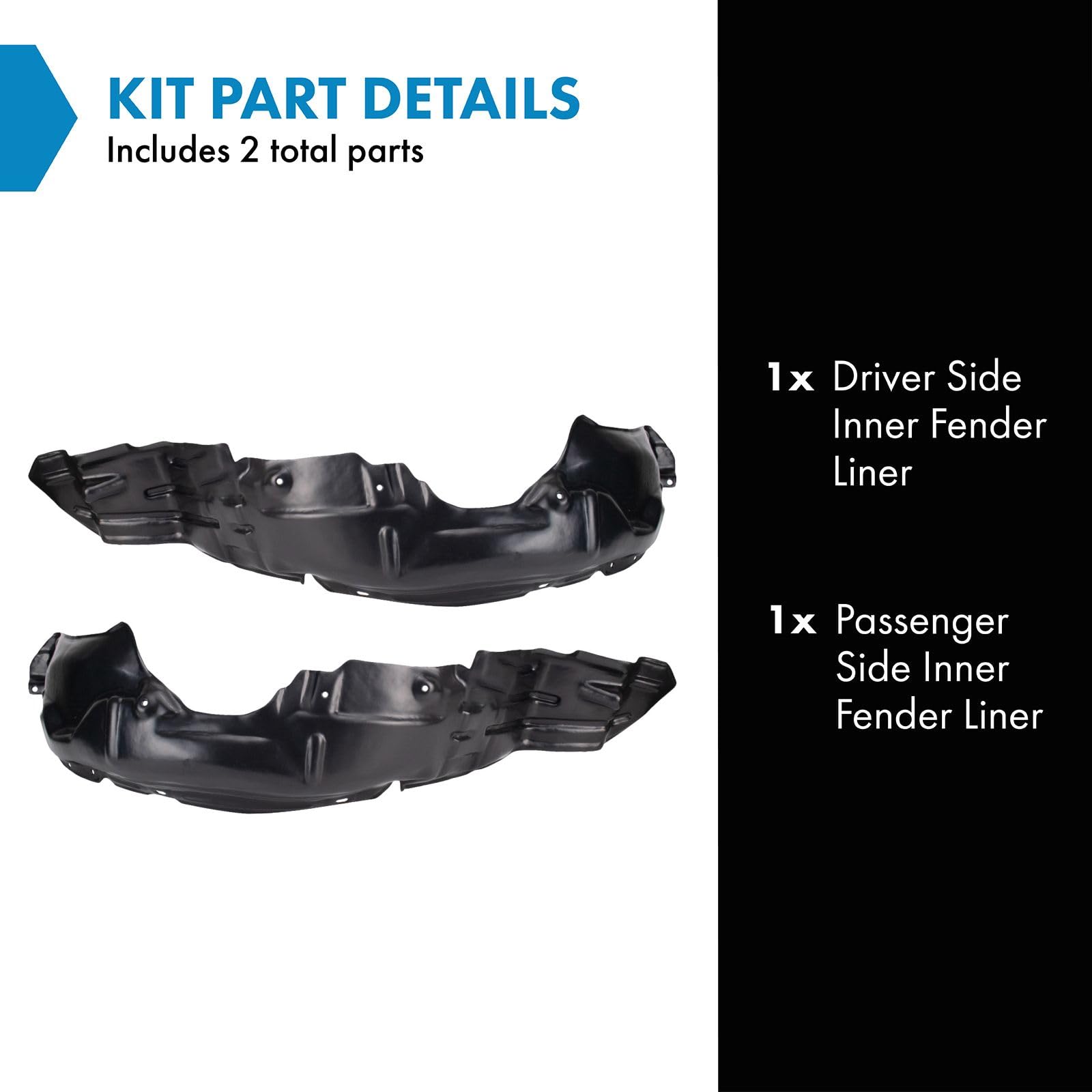 Trq Inner Fender Liner Set Compatible With 1988-1992 Toyota Corolla To1248108 To1249108