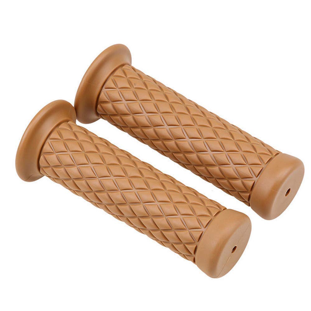 Motorcycle Retro Comfortable Hand Handlebar 7/8'' 22Mm 1'' 24Mm Non Slip Rubber Handle Grips Compatible With Kawasaki (Yellow)