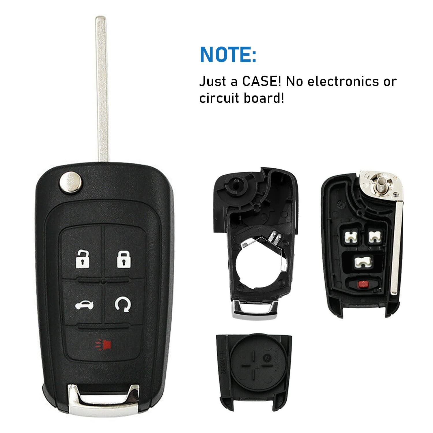 CAUORMOTE 2 Pack Key Fob Shell Case - OHT01060512, 5 Button, ABS, Chevy/GMC Compatible, 315MHZ, Black