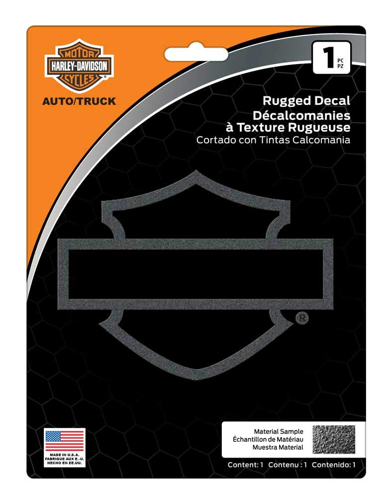 Harley-Davidson Rugged Textured Bar & Shield Logo Decal, Vinyl, 5 x 4 in, Black, Model CG27012