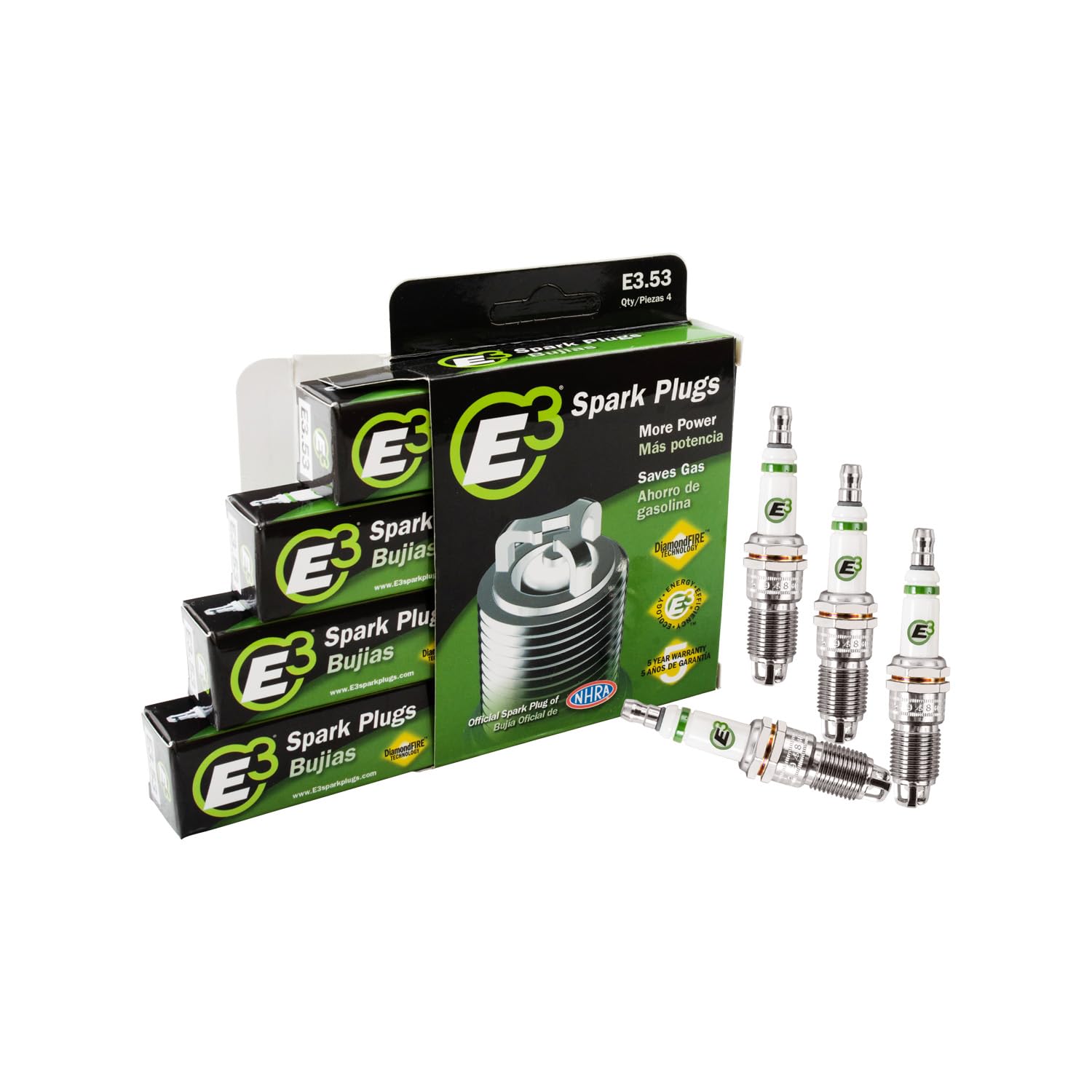 E3 Spark Plugs E3.53 Premium Automotive Spark Plug with DiamondFIRE Technology, 14mm Thread Diameter, 0.708    Reach, Taper Seat