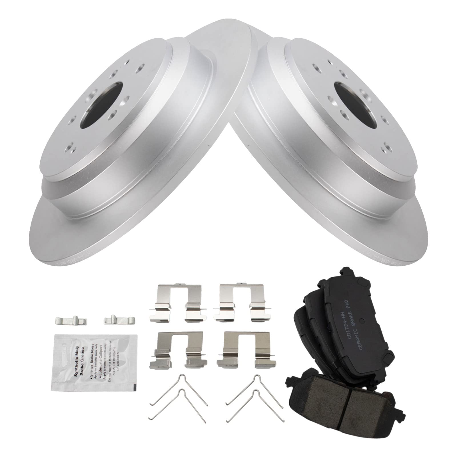 Trq Rear Brake Pad & Rotor Kit Brake Pads Brake Rotor Ceramic Premium G-Coated Compatible With 2014-2016 Acura Mdx