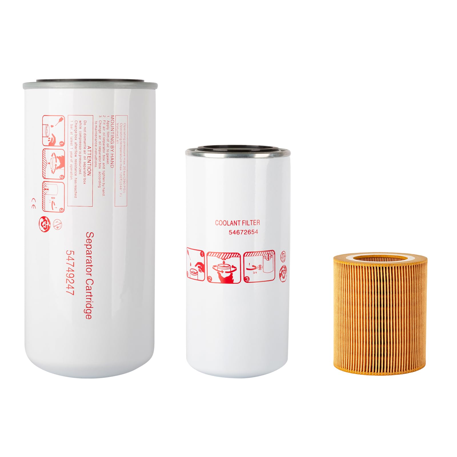 GETOPAUTO 54749247 54672654 89295976 Air Oil Separator Filter Kit Compatible with INGERSOLL RAND UP6-15 thru UP6-30 Filter Kit