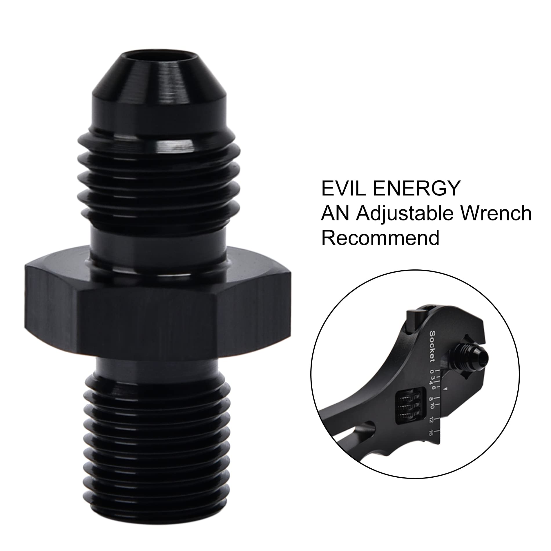 Evil Energy 4An Male Flare To M10 X 1.0Mm Male Metric Fitting Adapter Aluminium Alloy 2Pcs