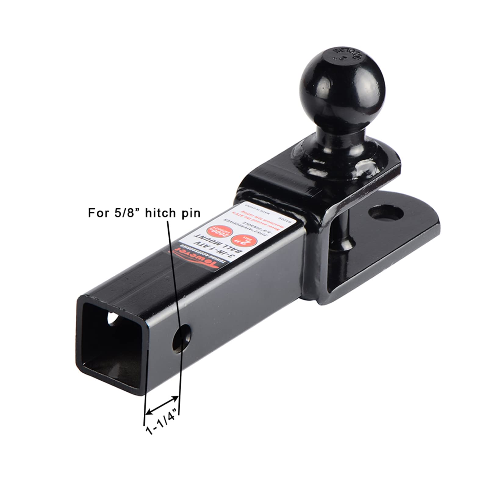 Towever 84209 2 Inches Atv Receiver Hitch 3 In 1 Ball Mount With 2 Inches Ball