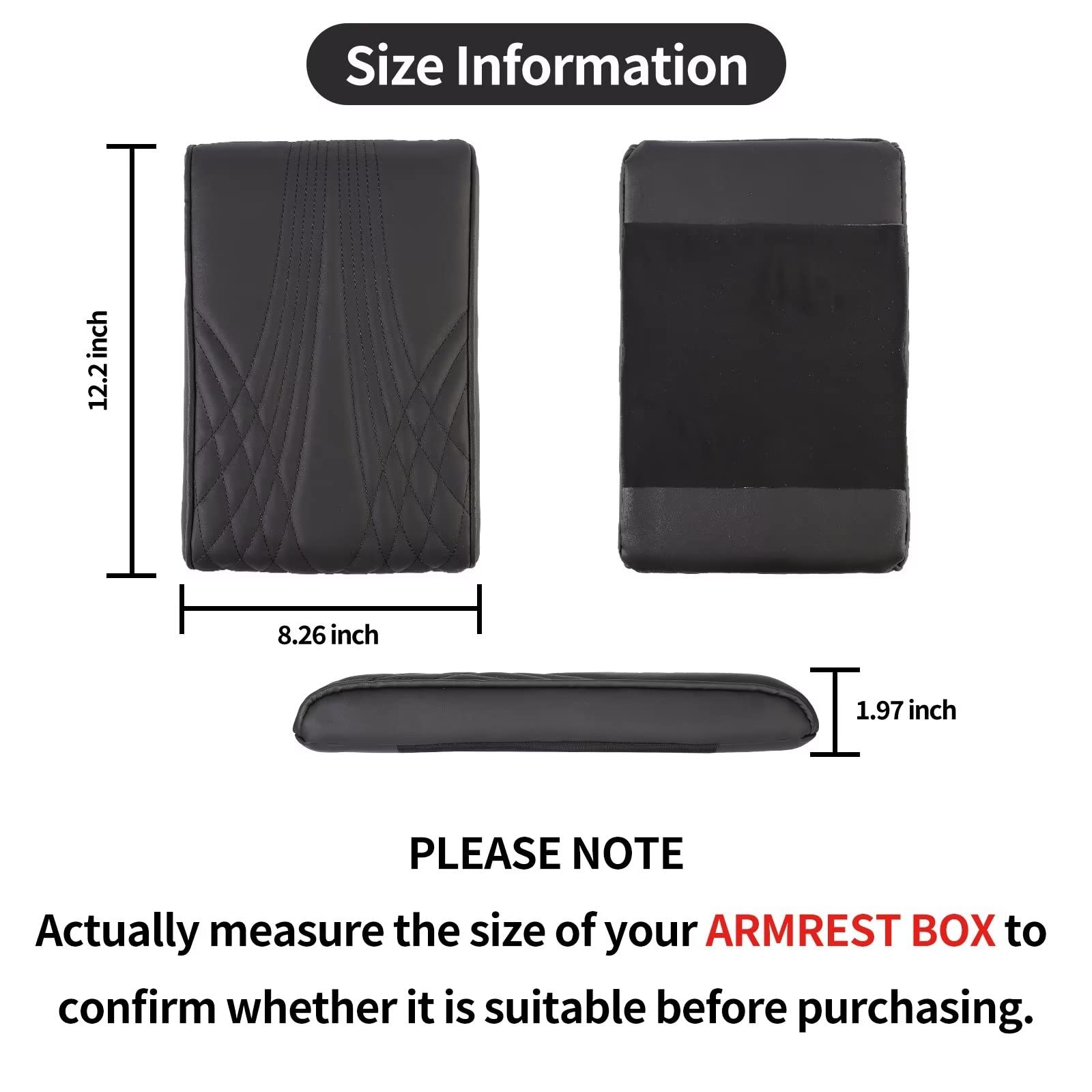 Qzhiren Car Center Console Cover-Armrest Box Mat,Memory Foam Leather Arm Rest Covering Car, Arm Rest Cushion For Suv/Truck/Vehicle(Black)