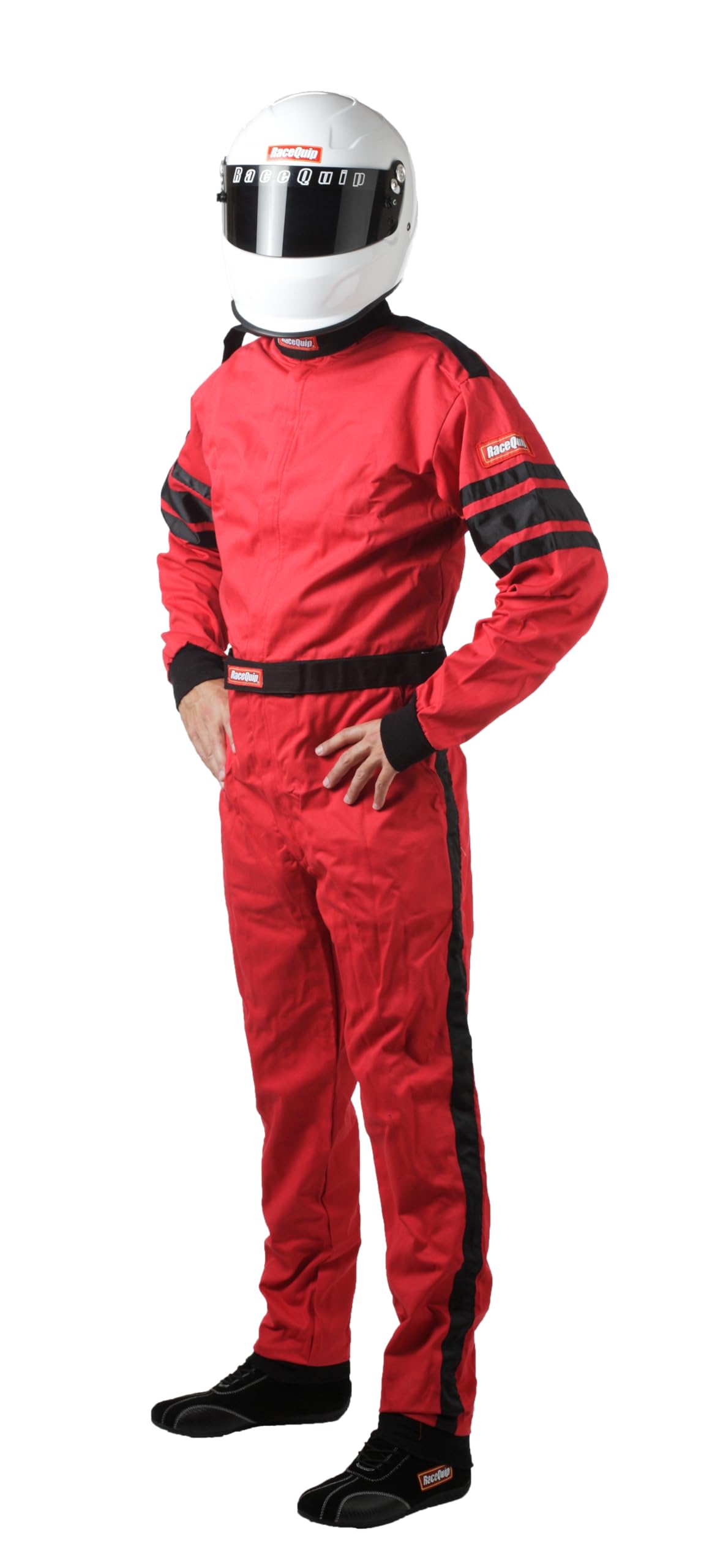 RaceQuip 110014RQP 110 Series 1-Pc Driving Suit SFI 3.2A/1 Red/Black Stripe Medium Tall