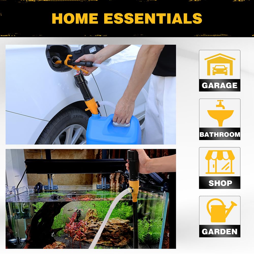 ELEAD Portable Battery Powered Pump - Electric Fuel/Water Transfer 2.4 GPM, Yellow, Model ED70017, Adjustable Flow Control