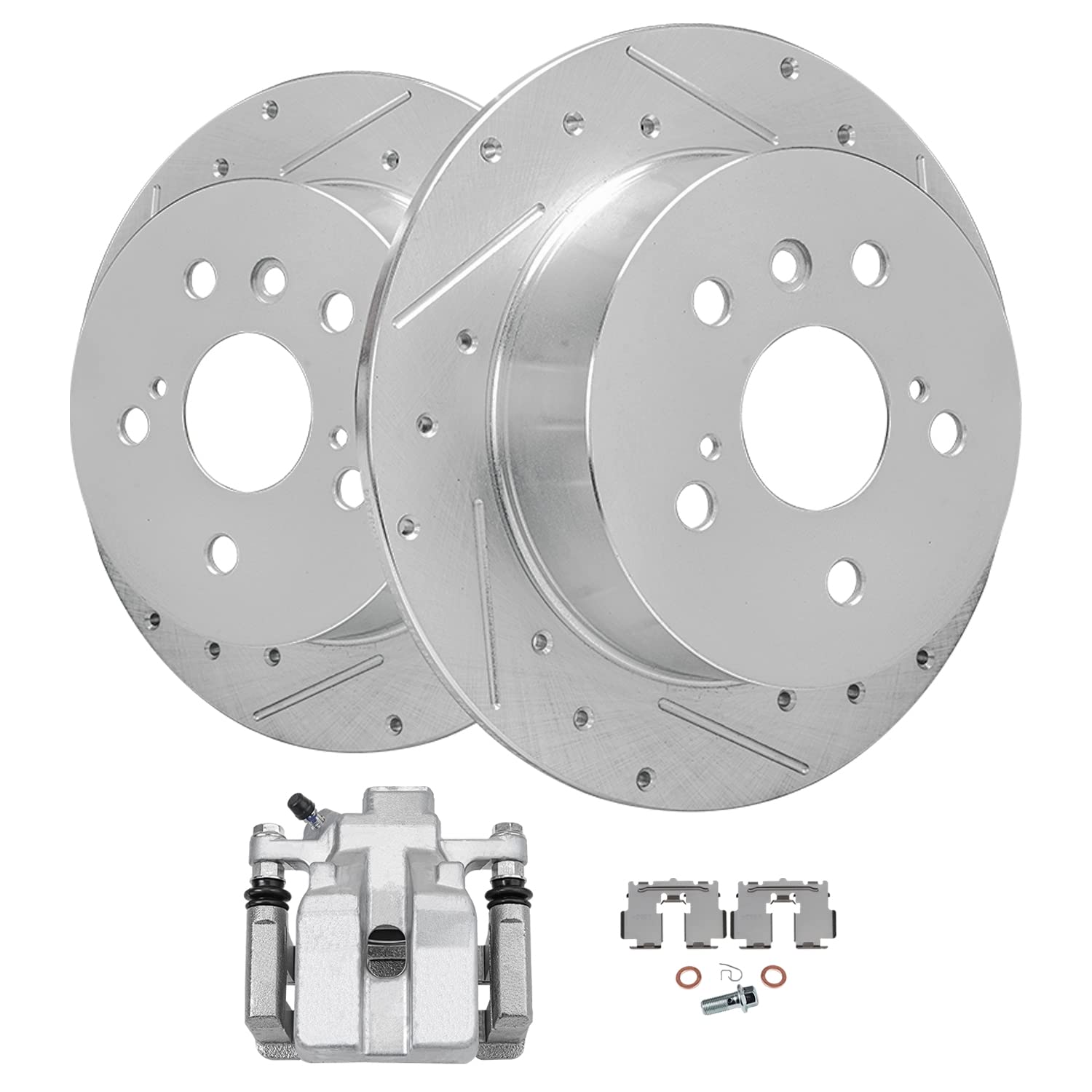 Detroit Axle - Rear Drilled & Slotted Brake Rotors Left Brake Caliper Replacement for Toyota Camry Avalon Lexus ES350 ES300H - 3