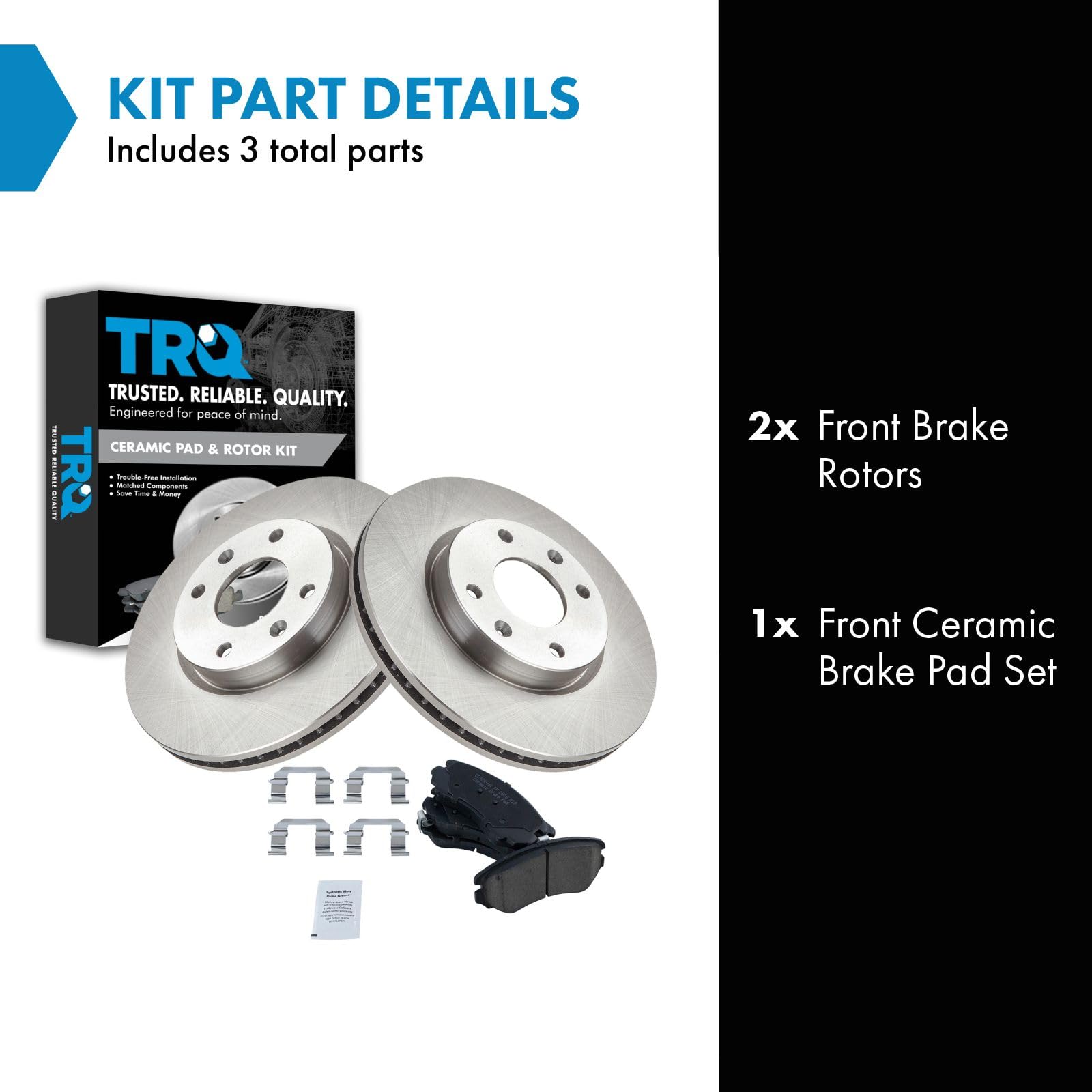 Trq Front Brake Pad & Rotor Kit Brake Pads Brake Rotor Ceramic Compatible With 2004-2005 Hyundai Sonata 2003-2006 Kia Optima