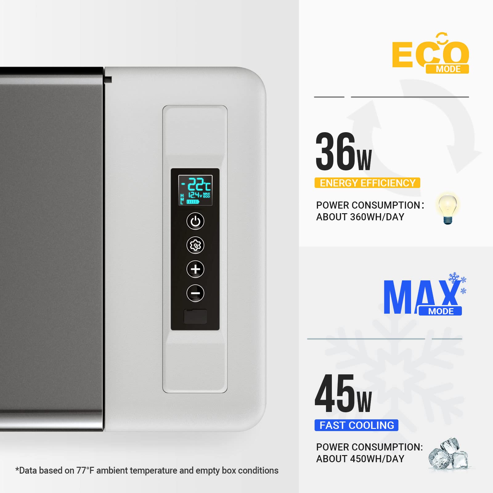 BougeRV 12V Car Refrigerator - 30 Quart Portable Freezer, -7℉~50℉, Grey, Model CR02-30Quart
