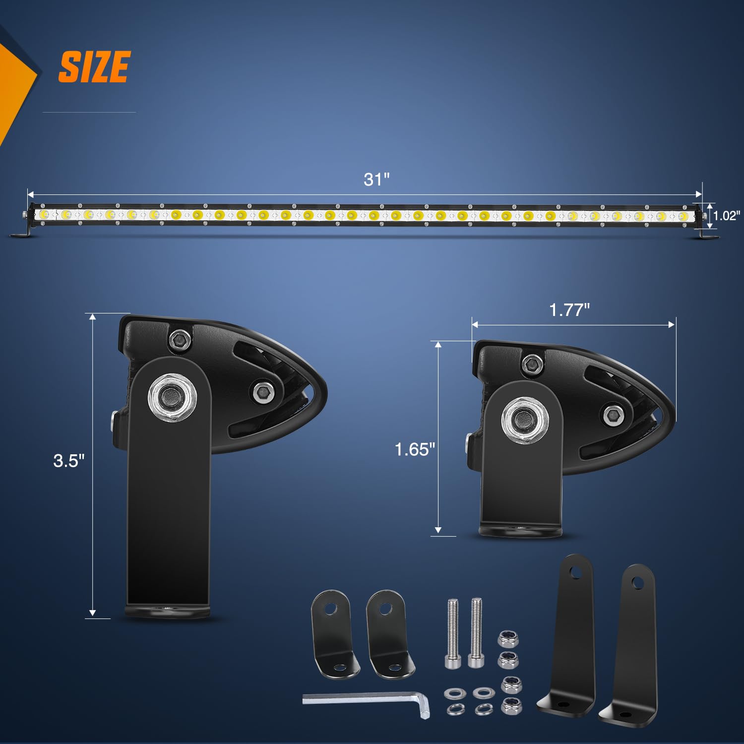 Nilight Single Row Led Light Bar Ultra-Slim Spot Flood Combo 31 Inch 90W Fog Driving Work Roof Bumper Lighting For Offroad 4X4 T