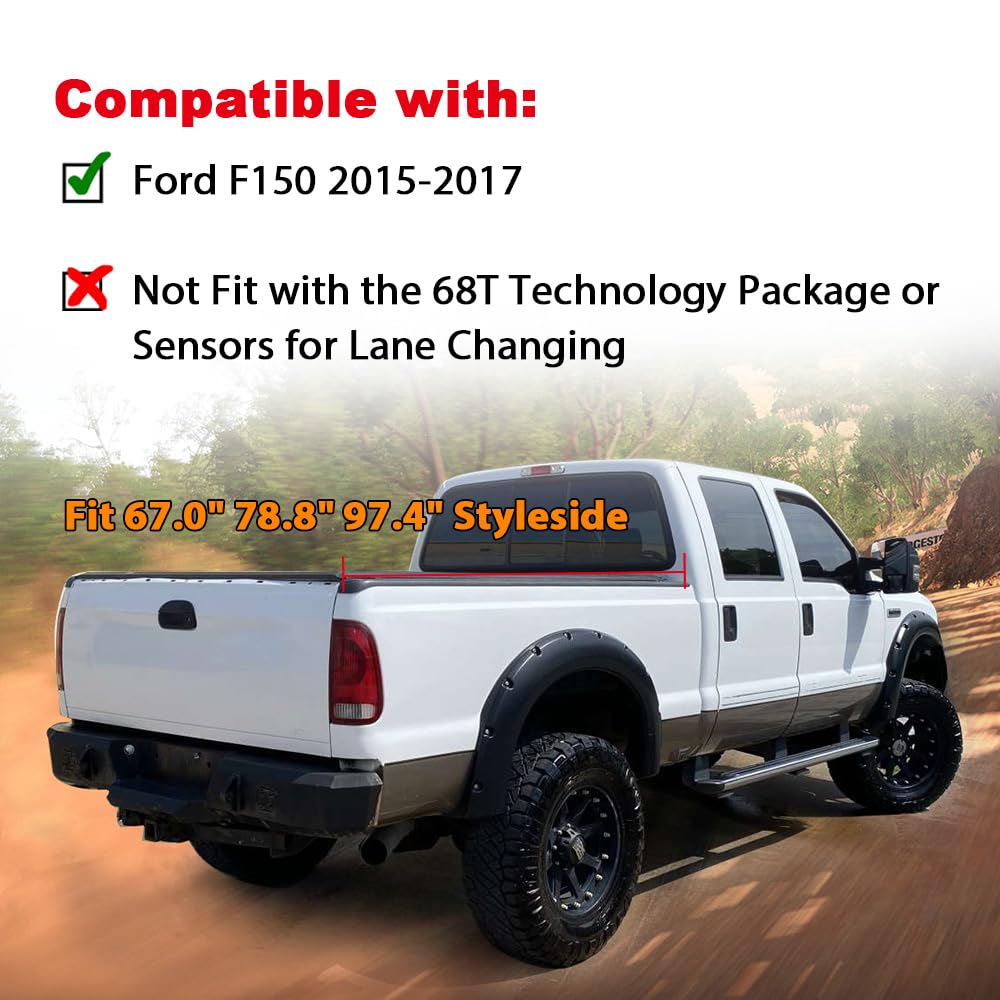 G-Plus 4Pcs Fender Flares Compatible With Ford F150 2015-2017 Styleside Models Only With 67.0 '' 78.8 '' 97.4 '' Bed(Not Fit W/6