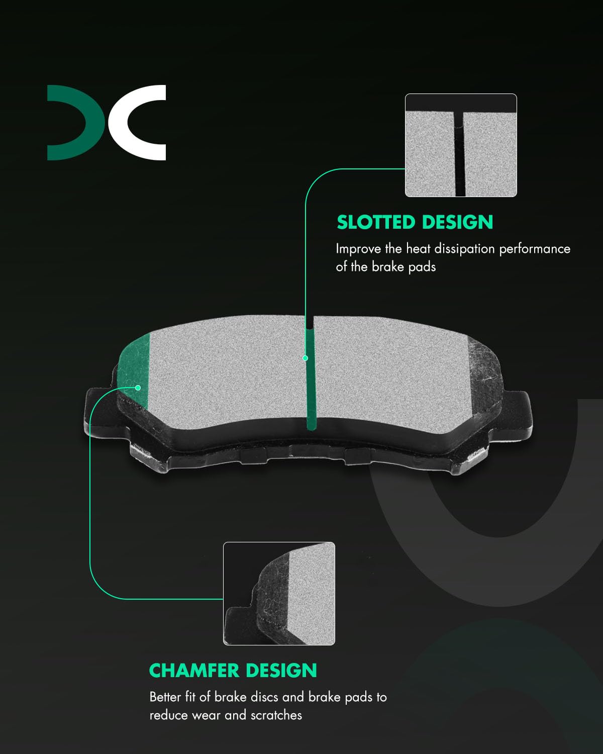 Scitoo D1374 Front Semi-Metallic Brake Pads Sets Fit For Lexus Rx330 2004-2006,For Lexus Rx350 2007-2009,For Toyota For Highland