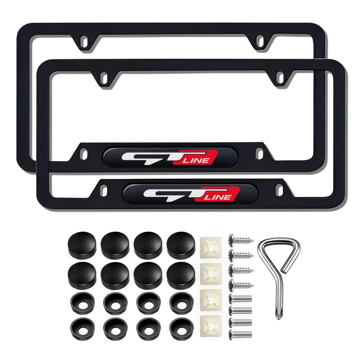 2 Pcs Black License Plate Frames License Plate Covers Compatible Picanto Proceed Rio K5 Sportage Stinger Soul GT Line Metal Alum